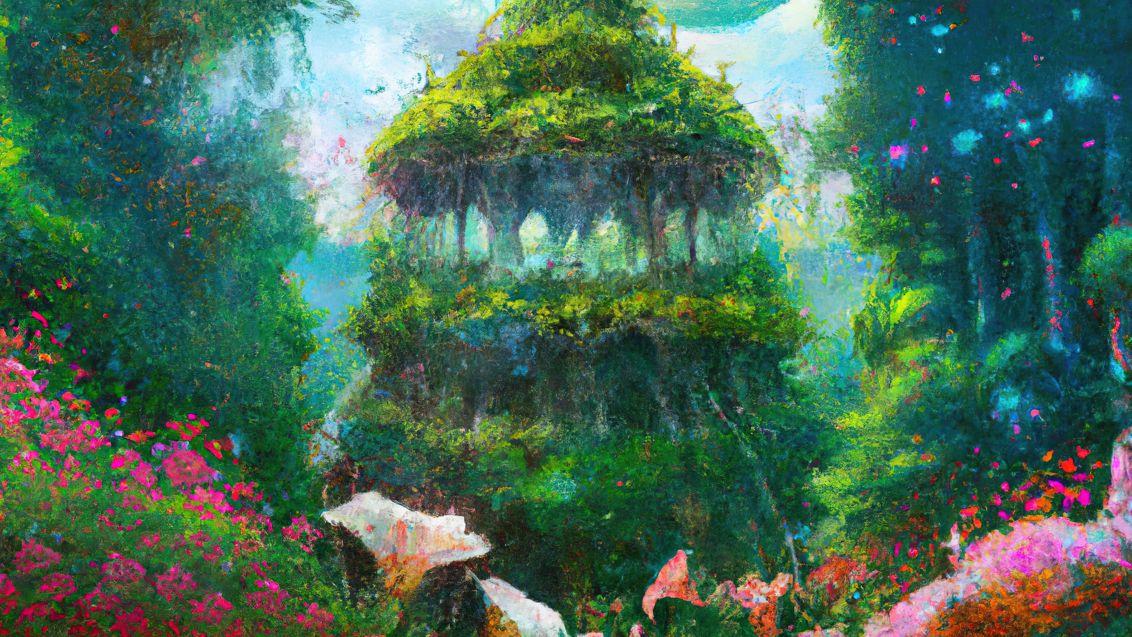 Ai Art Ai Painting Painting Fantasy Art Garden Flowers Nature 3840x2160