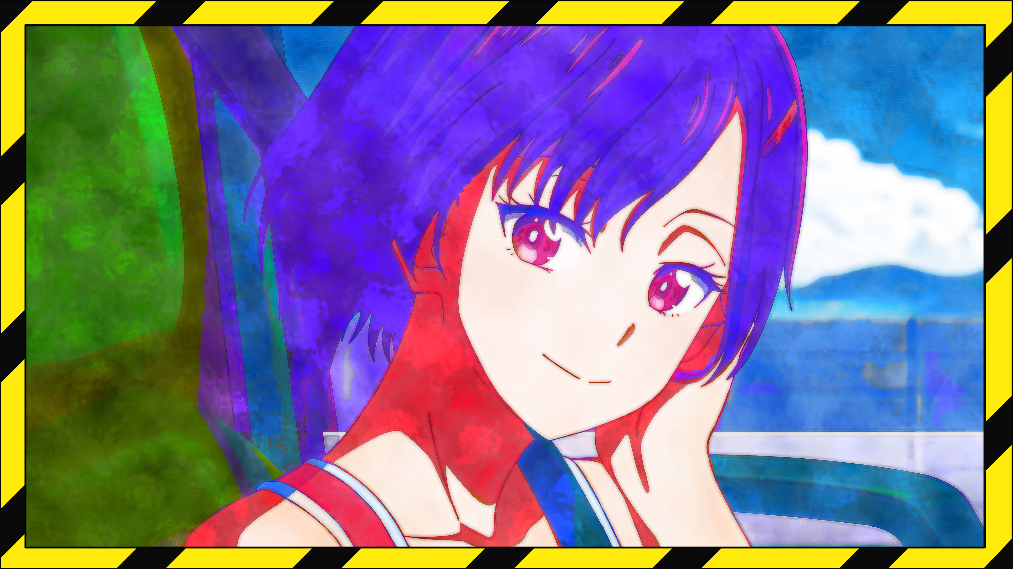 Zom 100 Bucket List Of The Dead Shizuka Mikazuki Clouds Anime Girls Smiling Short Hair Sitting Purpl 3840x2160