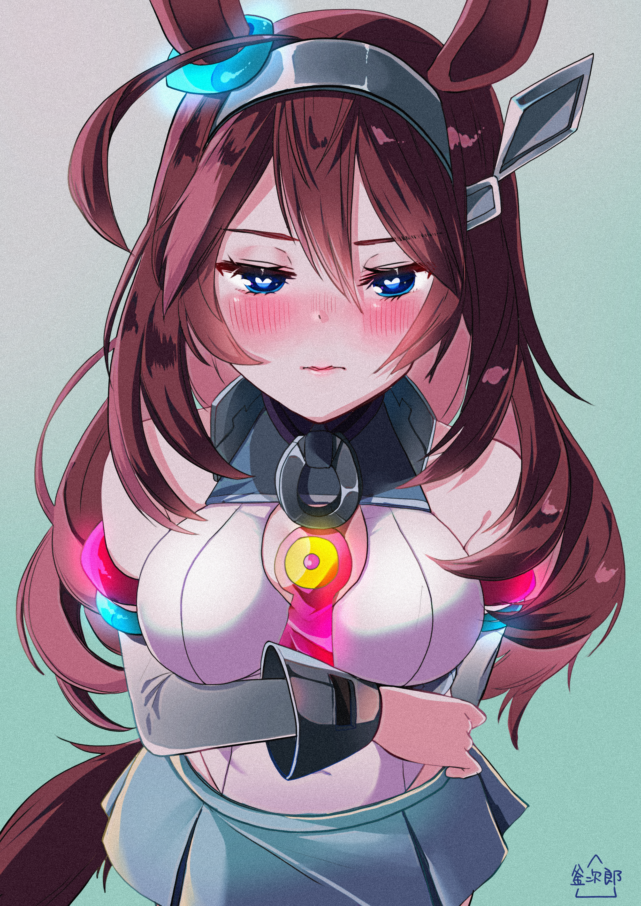 Leotard Long Hair Uma Musume Pretty Derby Mihono Bourbon Uma Musume Blushing Anime Girls Anime Horse 2480x3508