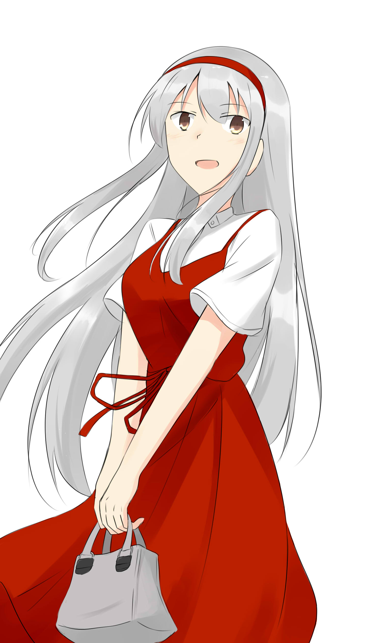 Anime Anime Girls Kantai Collection Shoukaku KanColle Long Hair White Hair Solo Artwork Digital Art  1524x2524