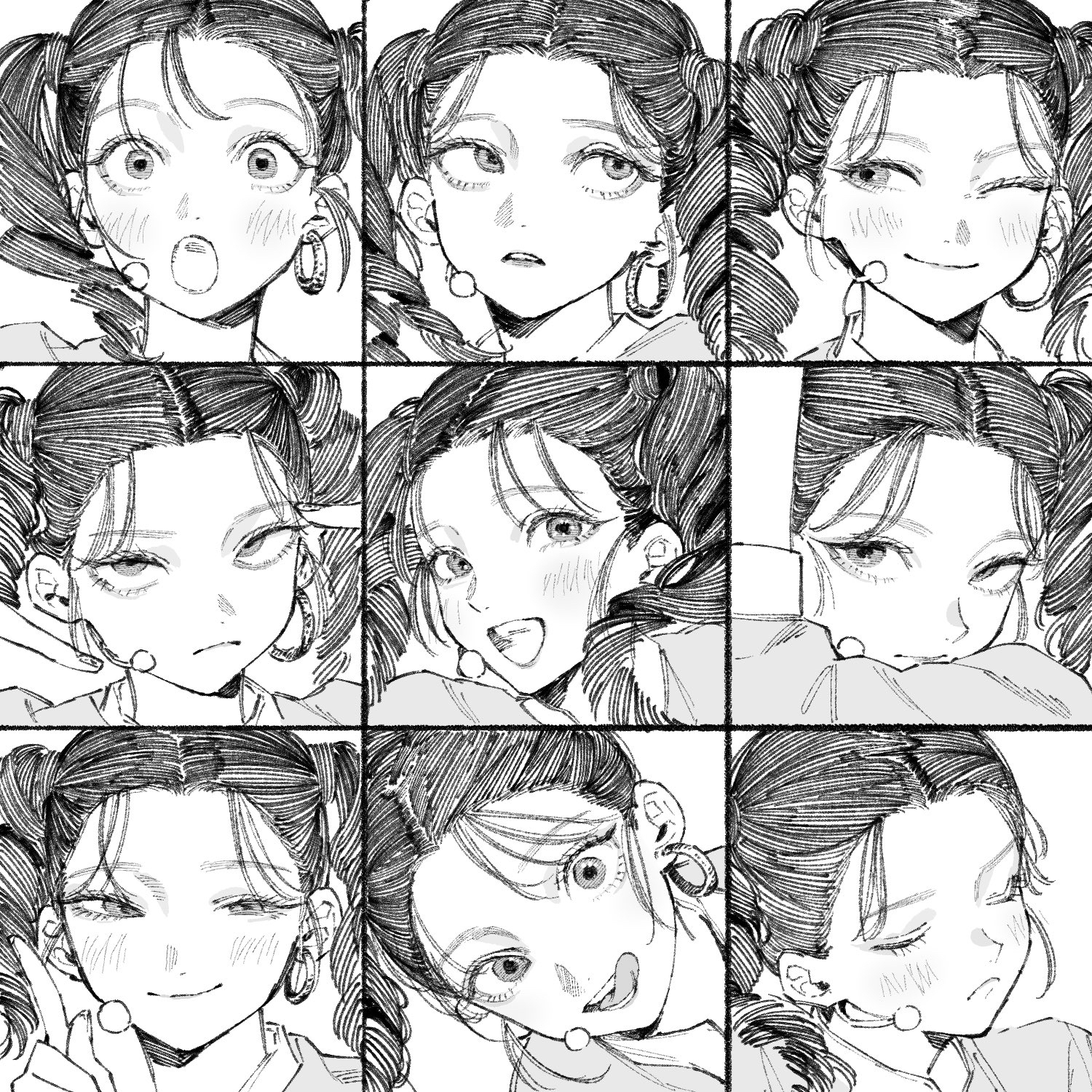 Anime Girls Emotion Manga Anime Face Monochrome 1500x1500