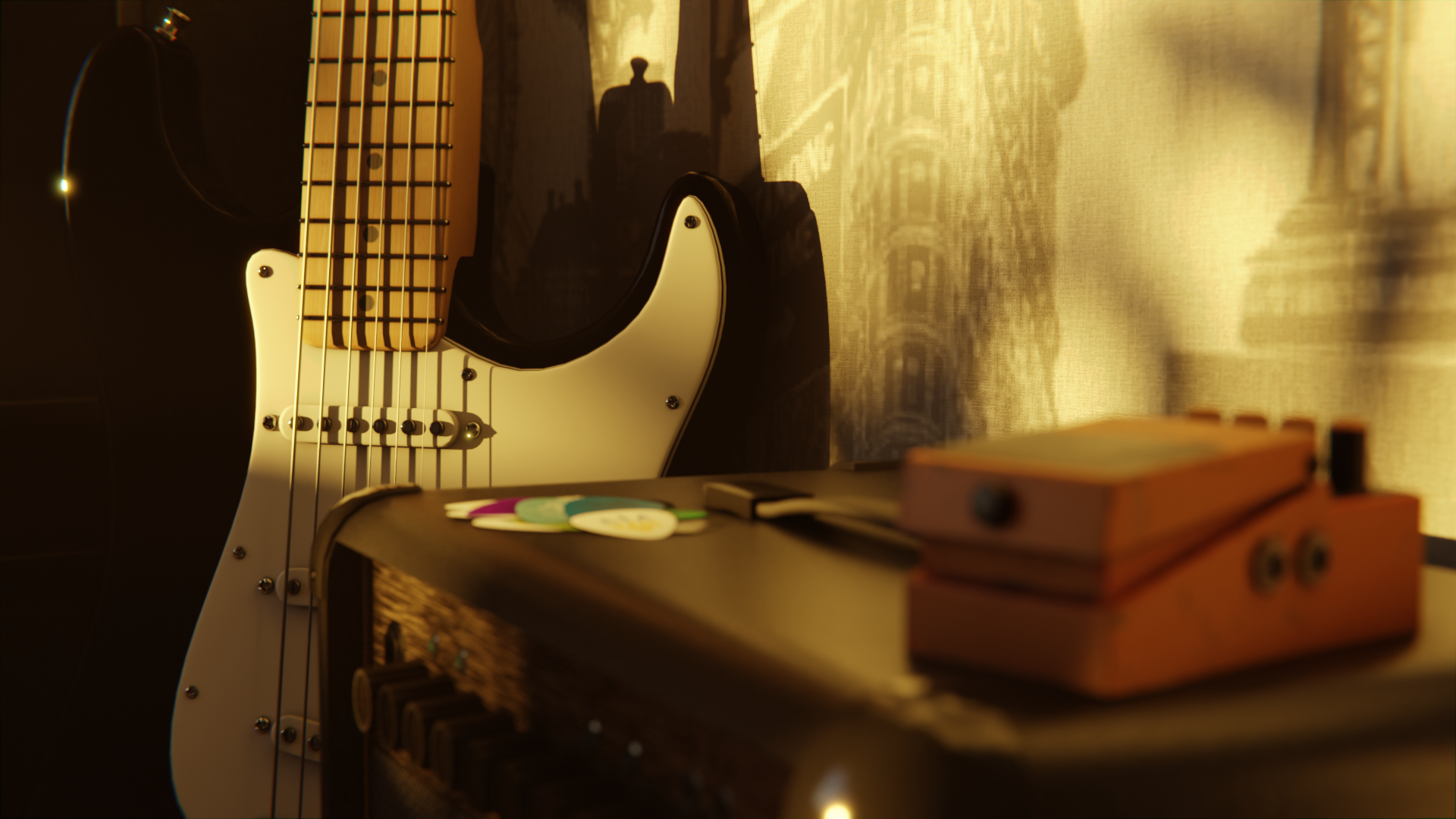 Guitar Stratocaster Marshall Fender Blender Electric Guitar Musical Instrument 1920x1080
