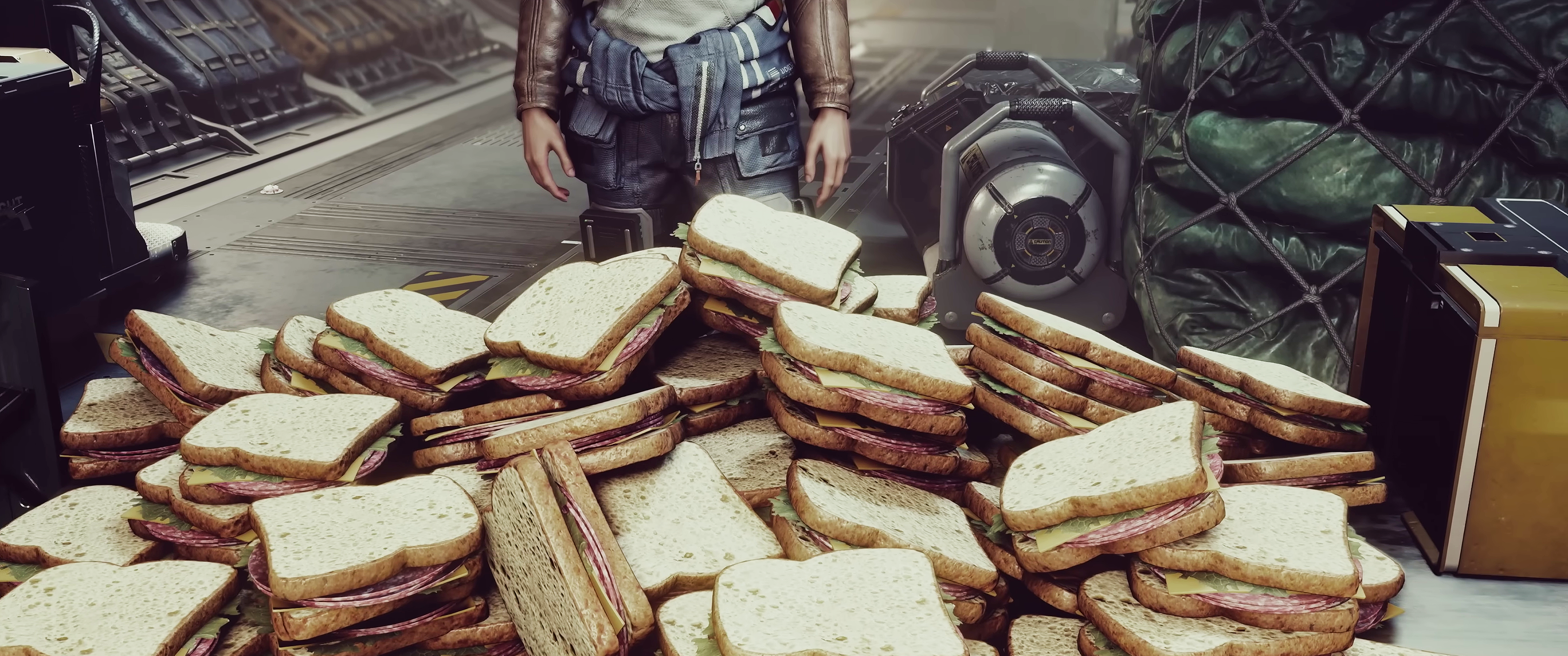 Starfield Bethesda Softworks Space Video Games Sandwiches CGi Food Video Game Characters 3440x1440
