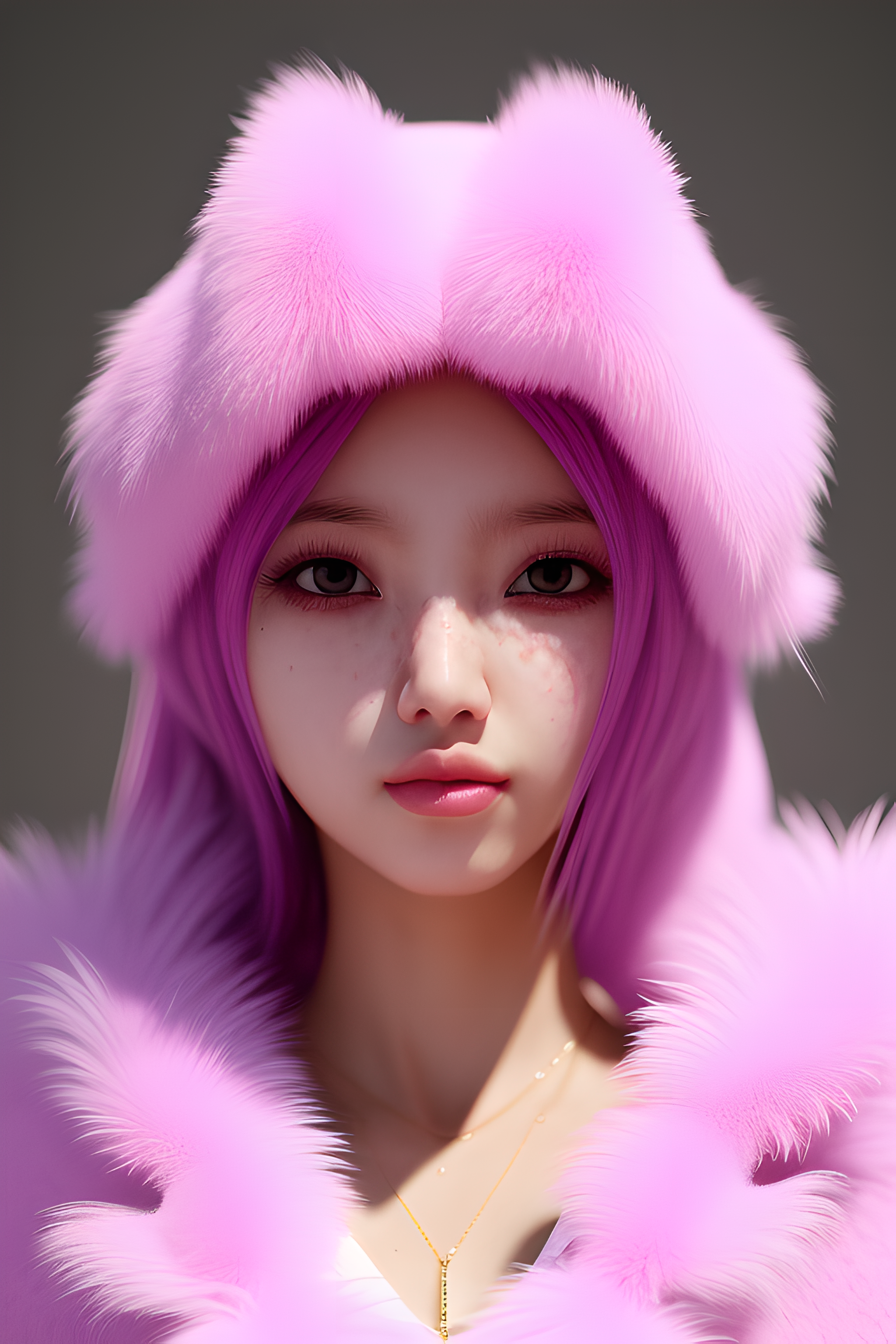 Pink Hair Blushing Fluffy Clothe Stable Diffusion Vertical Women Asian 2048x3072