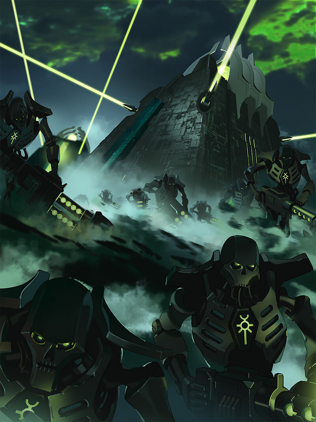 Black Warhammer 40 000 Warhammer Monolith Mist Gun Weapon Green Eyes Science Fiction Portrait Displa 1064x1420