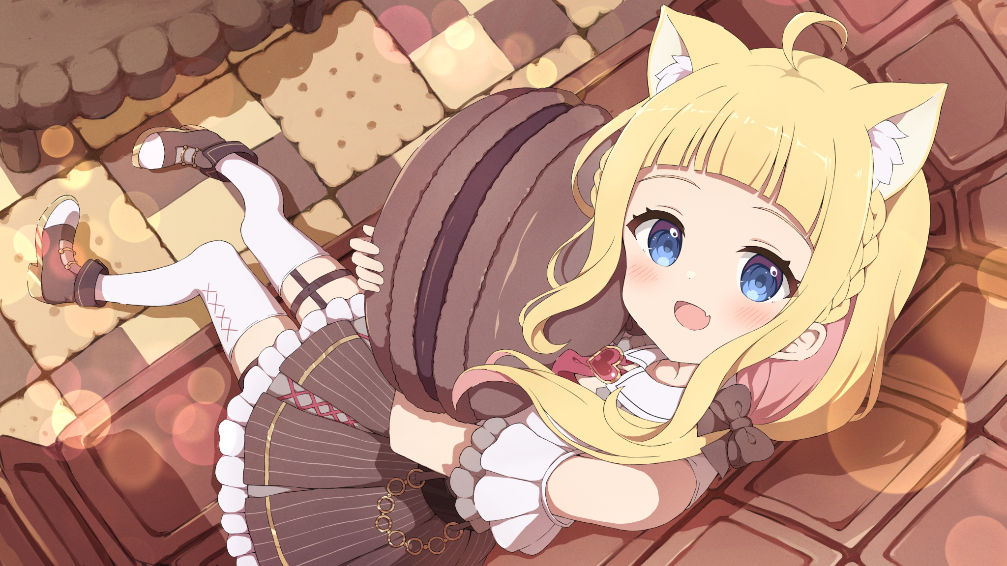 Original Characters Cat Ears Blue Eyes Blonde Anime Girls Cat Girl Looking At Viewer Blushing Open M 2048x1152
