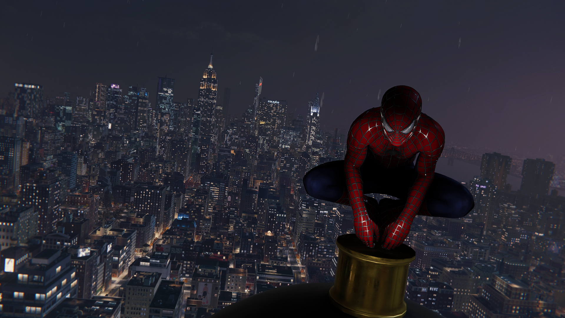 Spider Man Spider Man 2018 Marvel Comics PlayStation Bodysuit Superhero Night Building CGi City City 1920x1080