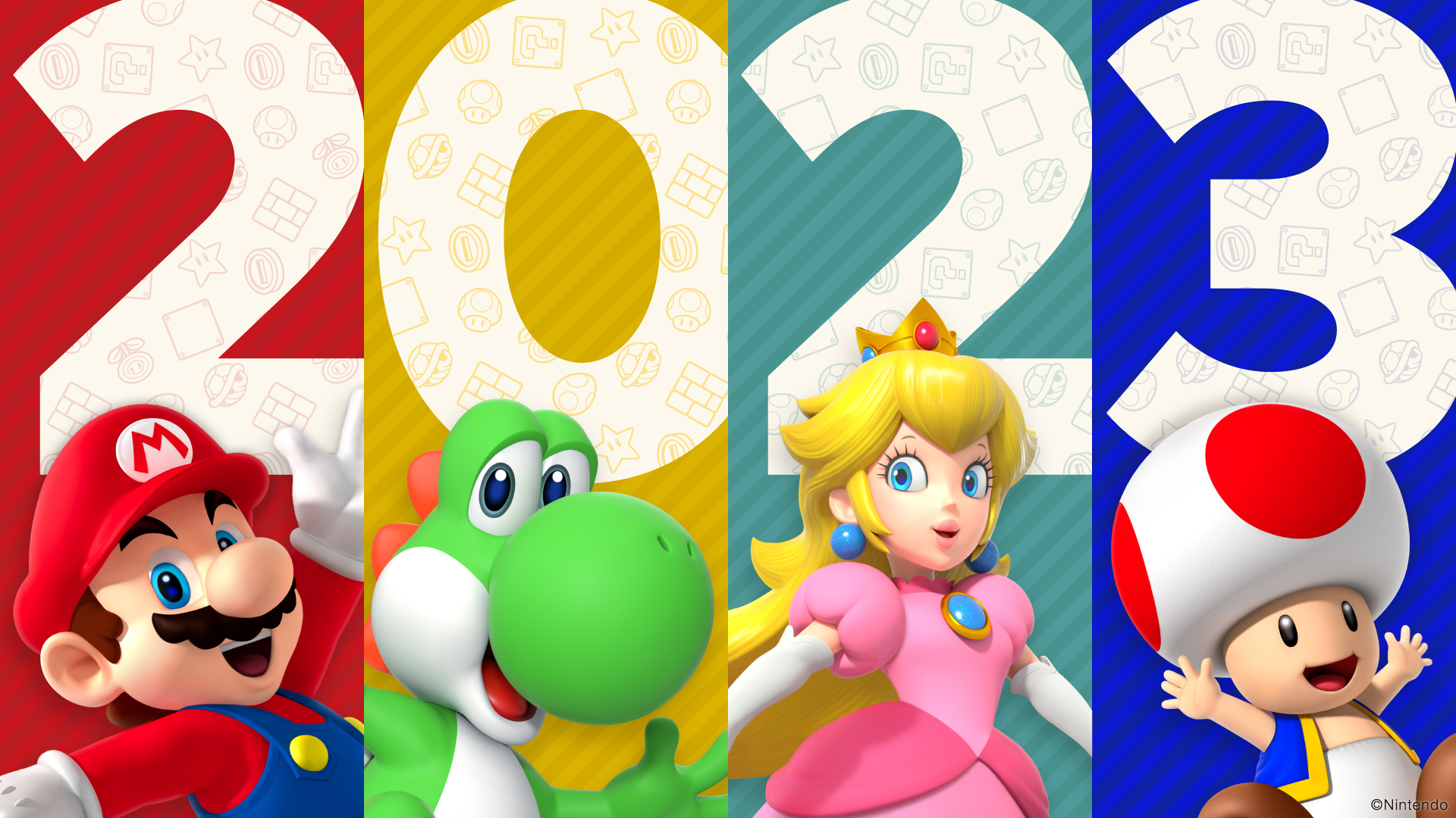 Nintendo Mario Yoshi Toad Character Video Games New Year Video Game Characters 1920x1080