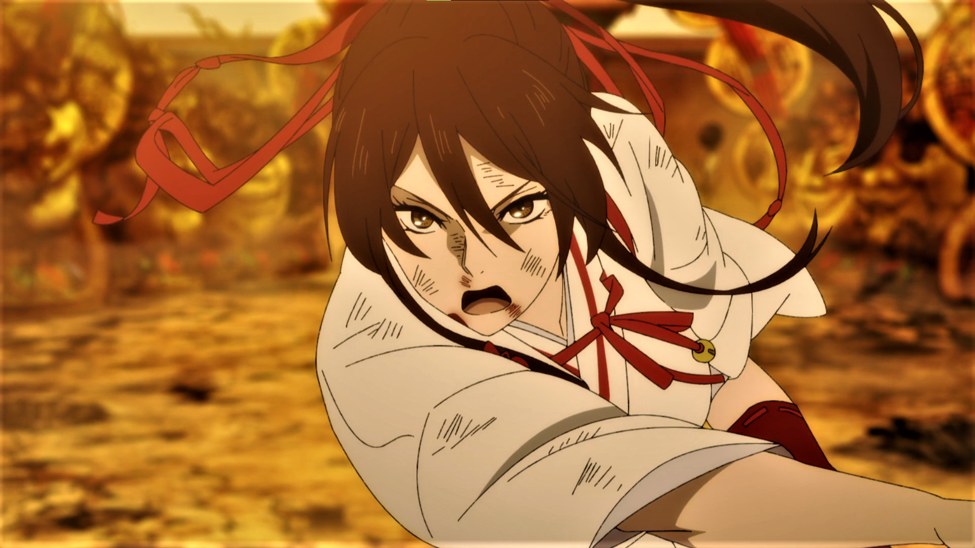 Hells Paradise Jigokuraku Yamada Asaemon Sagiri Ponytail Angry Kimono Uniform Anime Anime Screenshot 1920x1080
