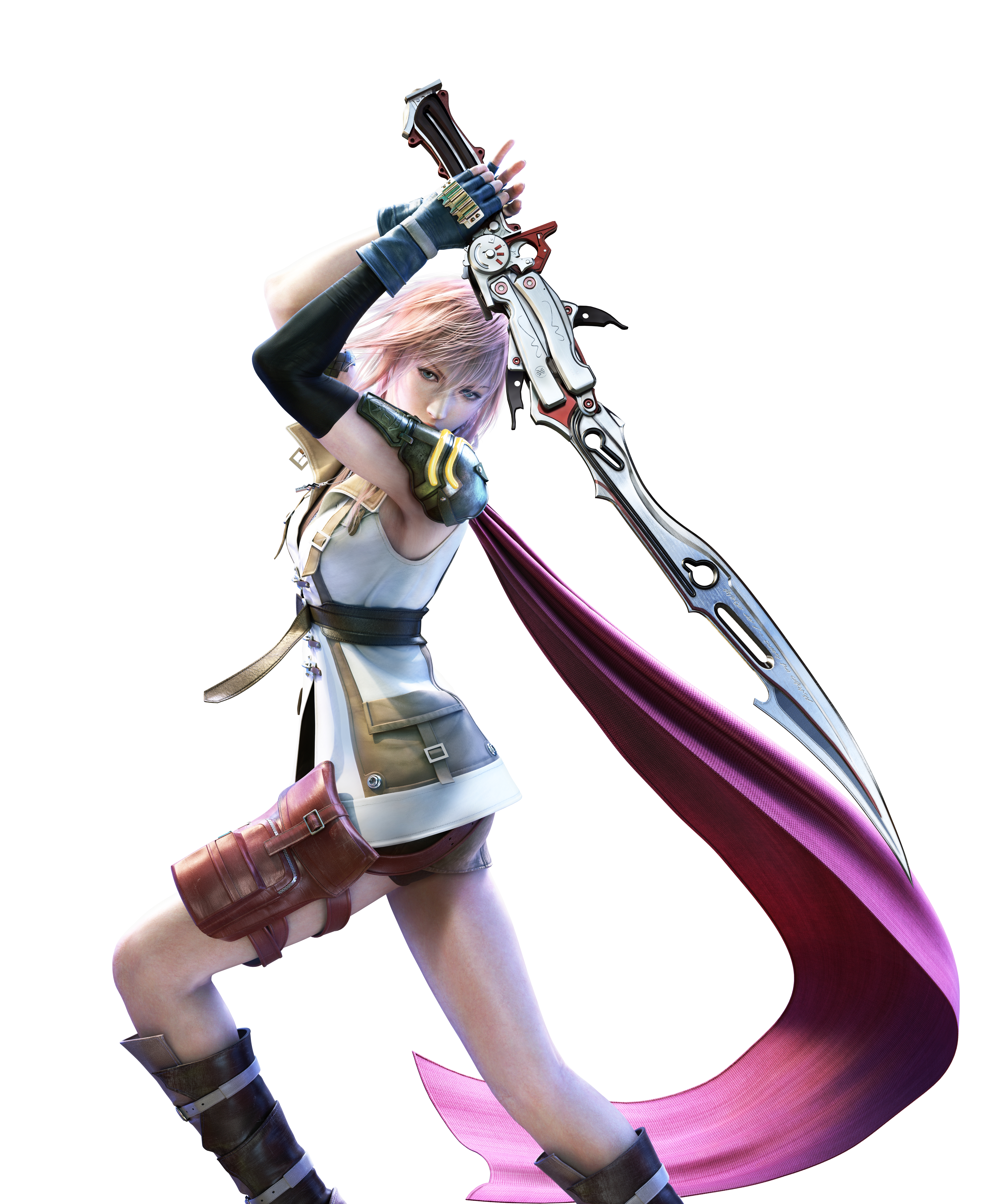 Final Fantasy Xiii Claire Farron Weapon Portrait Display Sword Gloves Fingerless Gloves Video Game C 6400x7760
