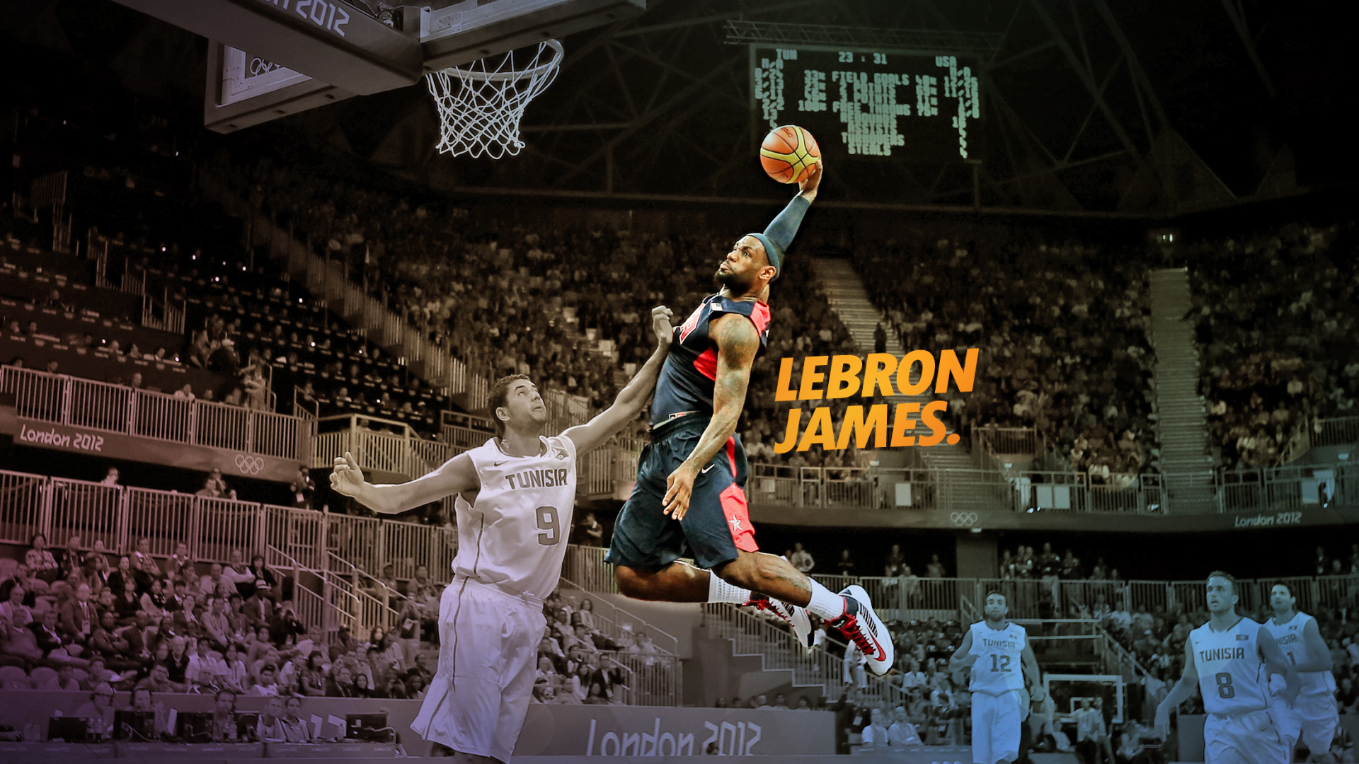 LeBron James Cleveland Cavaliers Basketball Dunks Slam Dunk Poster 1920x1080