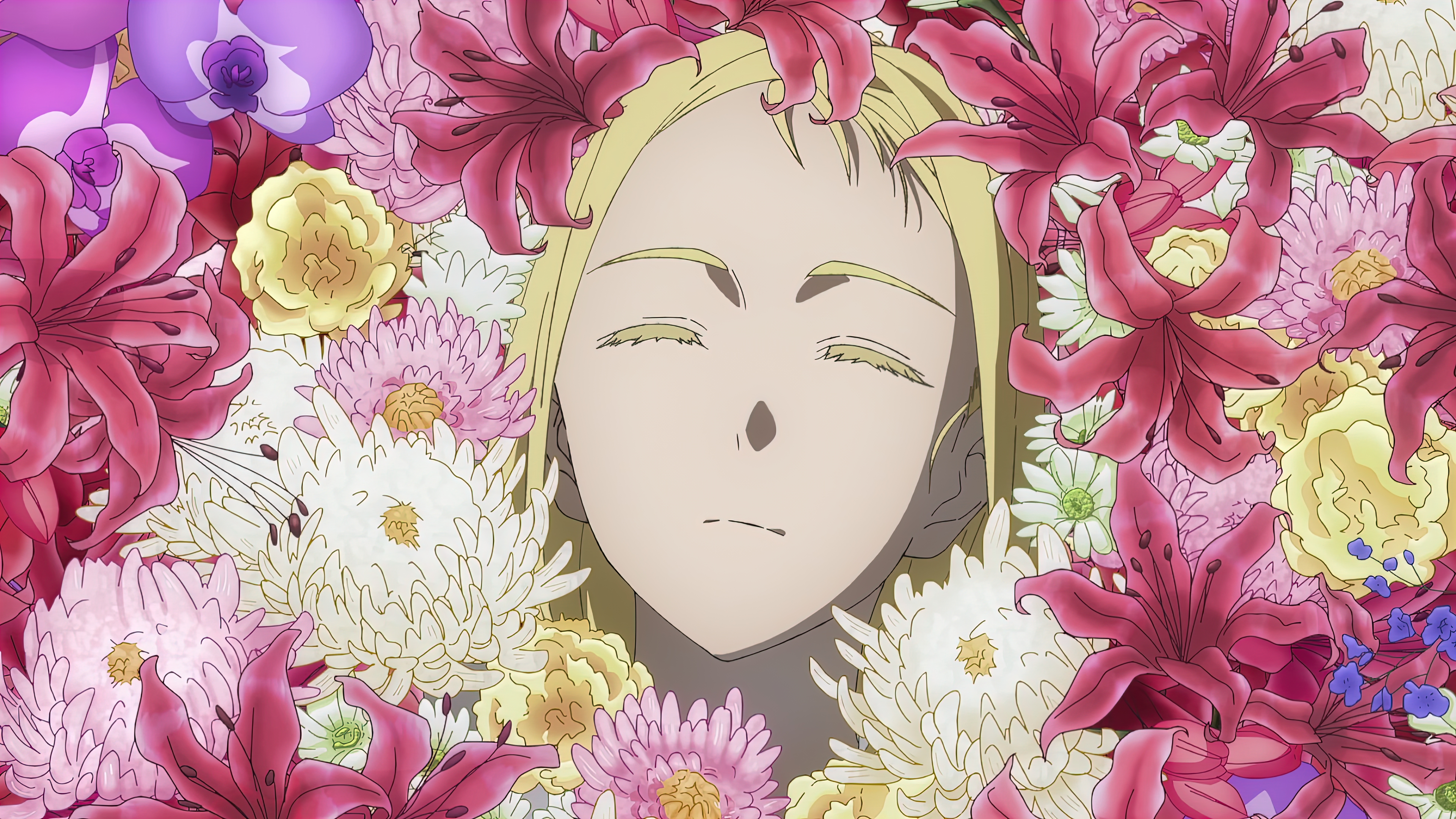 Summer Time Render 4K Anime Anime Girls Anime Screenshot Flowers Closed Eyes 3840x2160