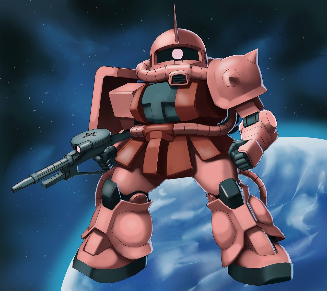 Zaku Ii Chars Custom Mobile Suit Mobile Suit Gundam Anime Mechs Super Robot Taisen Artwork Digital A 1280x1141