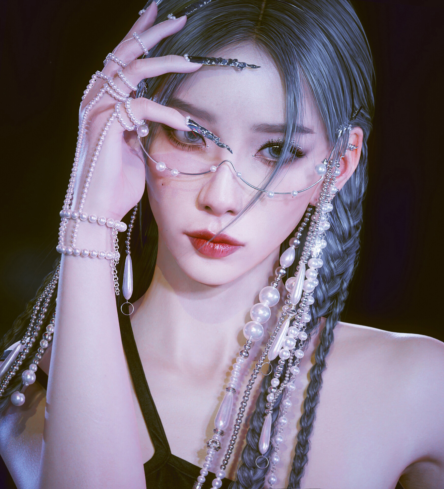 Lee GunHo CGi Women Braids Glasses Jewelry Kim Taeyeon Asian 1747x1924