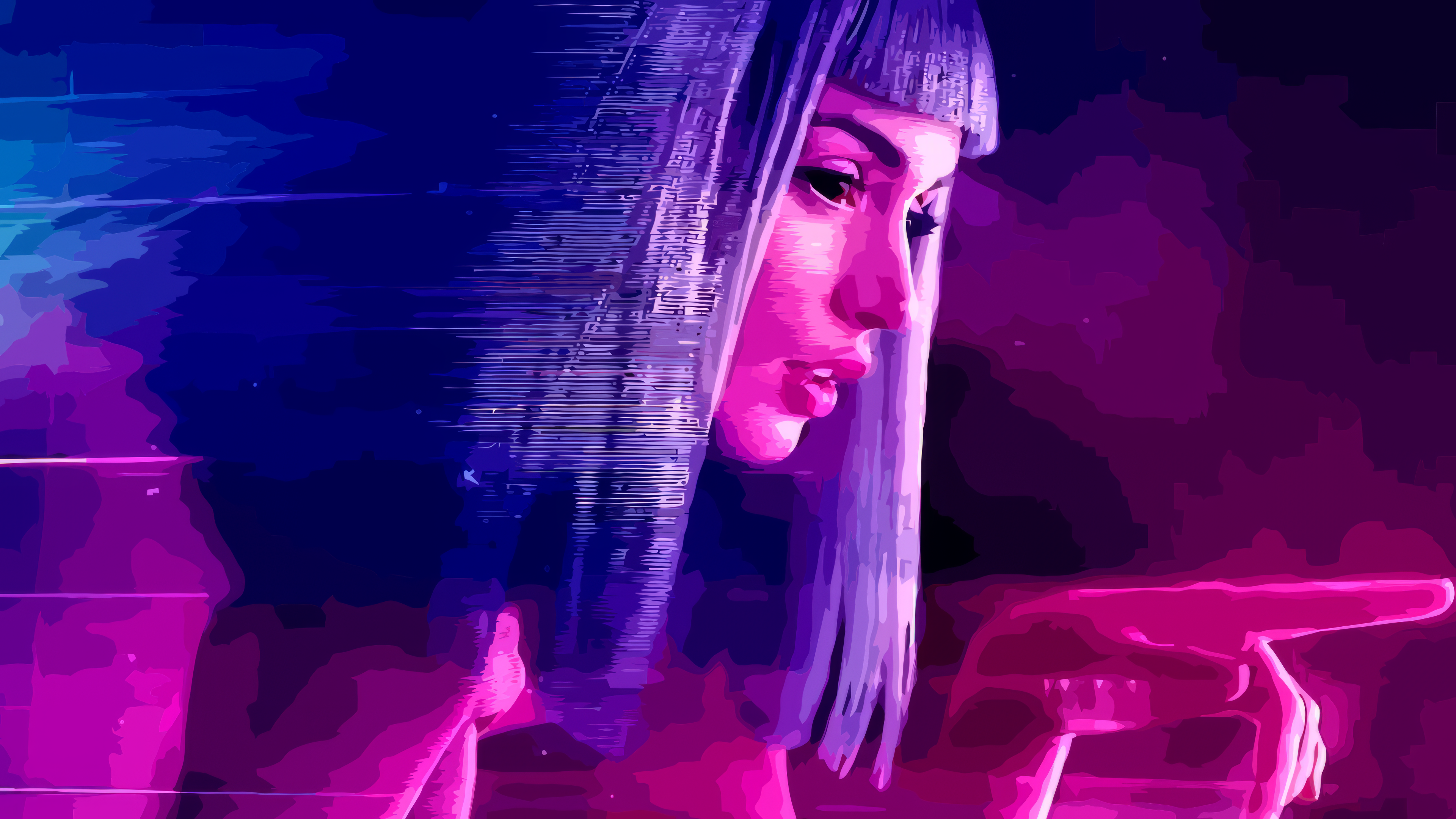 Blade Runner 2049 Joi Movies Ana De Armas Looking Away Long Hair Finger Pointing Women Parted Lips 3840x2160