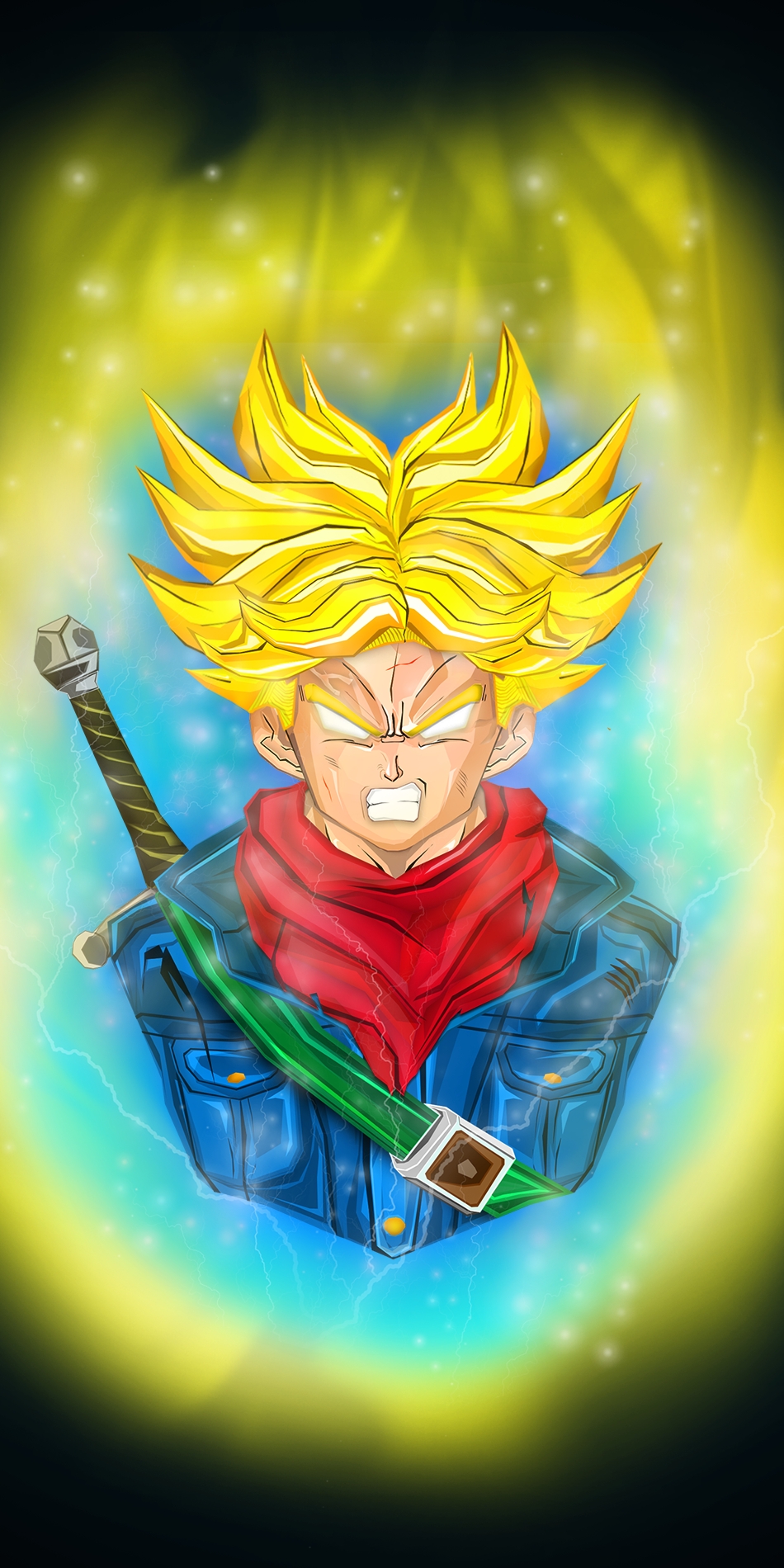 Anime Boys Dragon Ball Super Trunks Character Super Saiyan 2 Portrait Display Simple Background Mini 950x1900