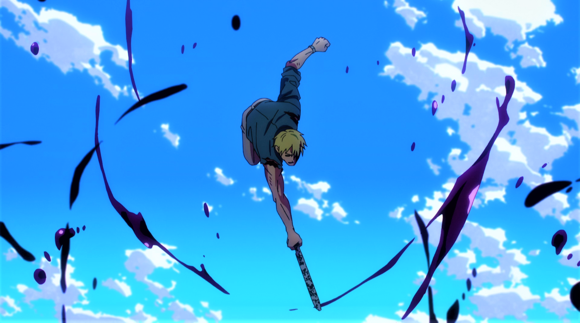 Jujutsu Kaisen Kento Nanami Blonde Weapon Muscles Anime Anime Screenshot Clouds Sky Anime Boys 1920x1071