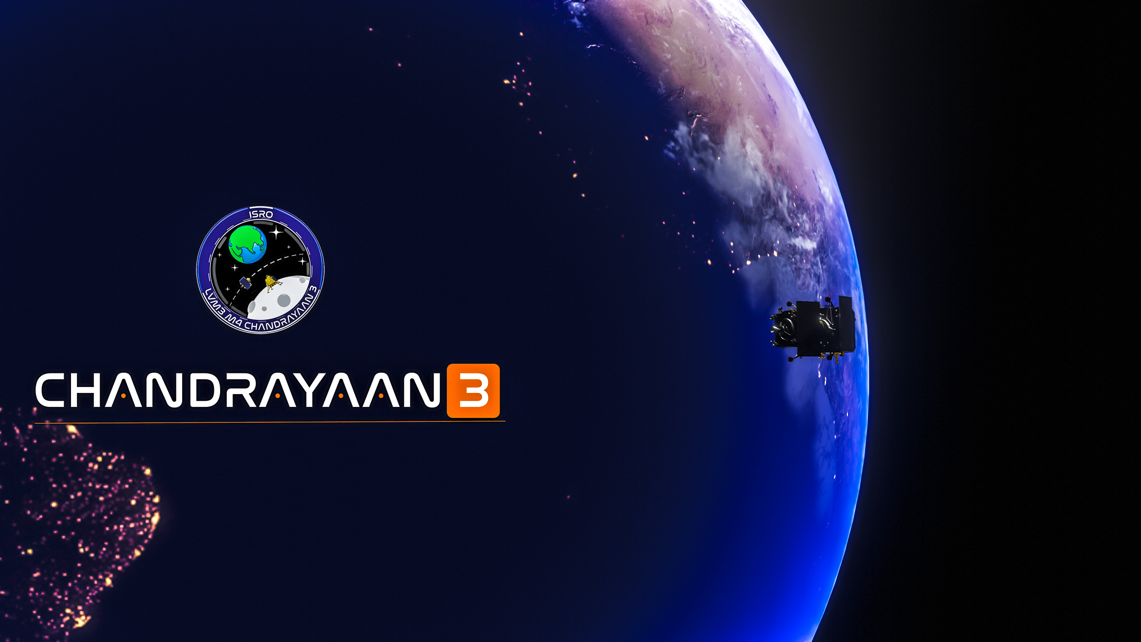 Chandrayaan 3 India Space Earth Logo CGi Planet Digital Art 3840x2160