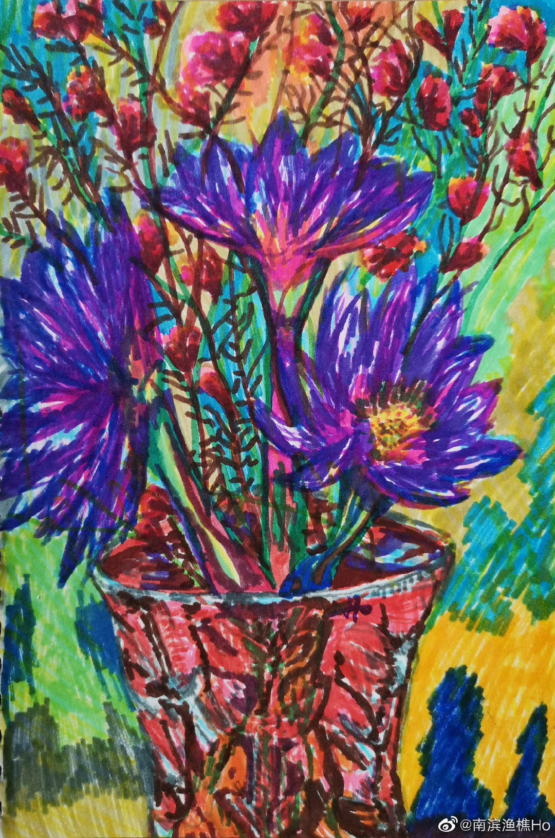Lotus Plant Impressionism Watercolor Painting FishermanHo Portrait Display Artwork 1080x1630