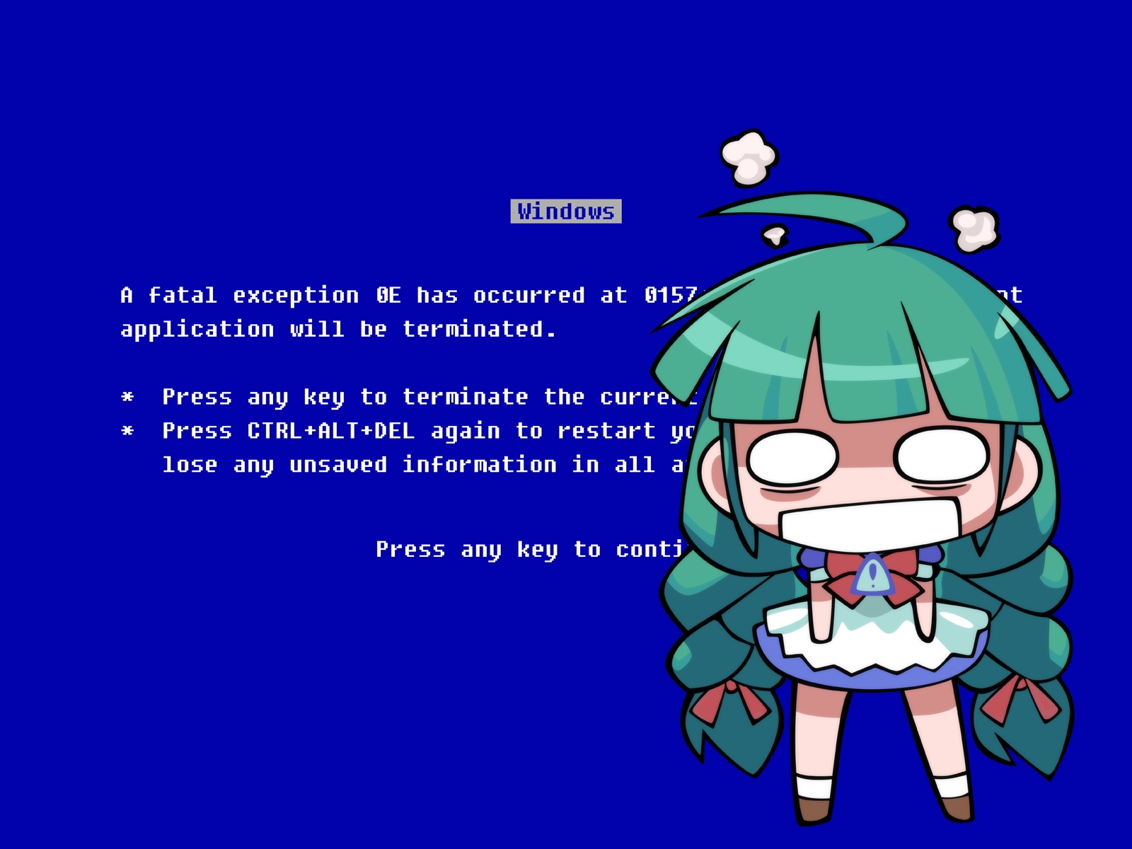 OS Tan Windows Me Blue Screen Of Death Anime Girls 1600x1200