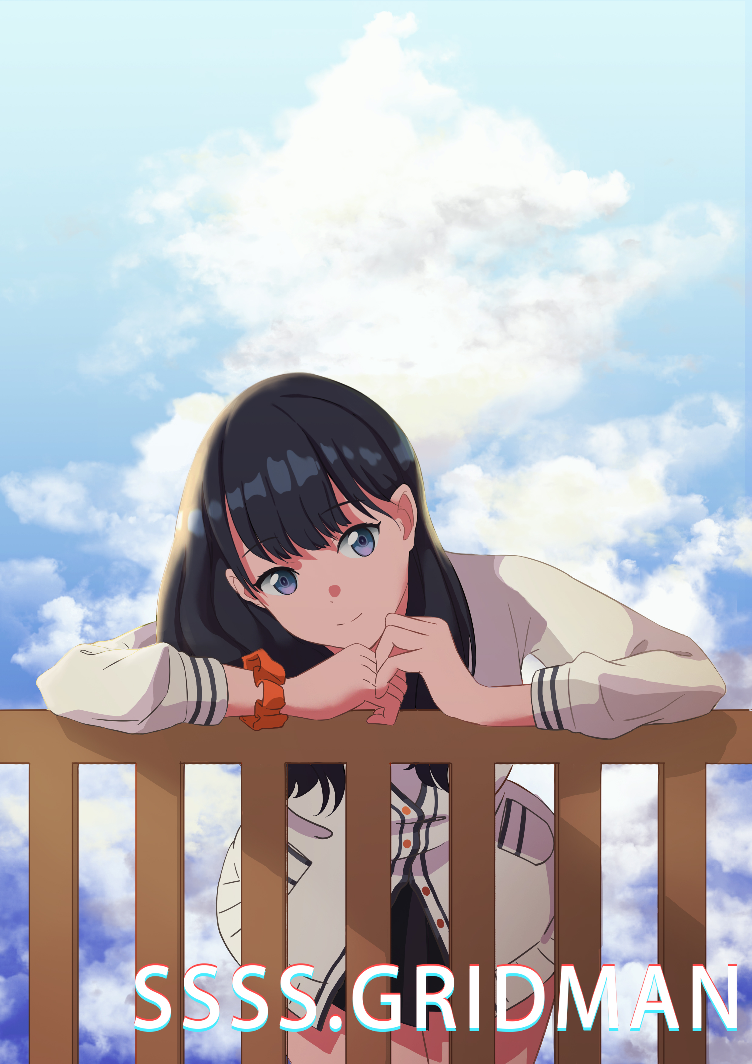 Anime Anime Girls SSSS GRiDMAN Takarada Rikka Long Hair Black Hair Solo Artwork Digital Art Fan Art  2480x3508