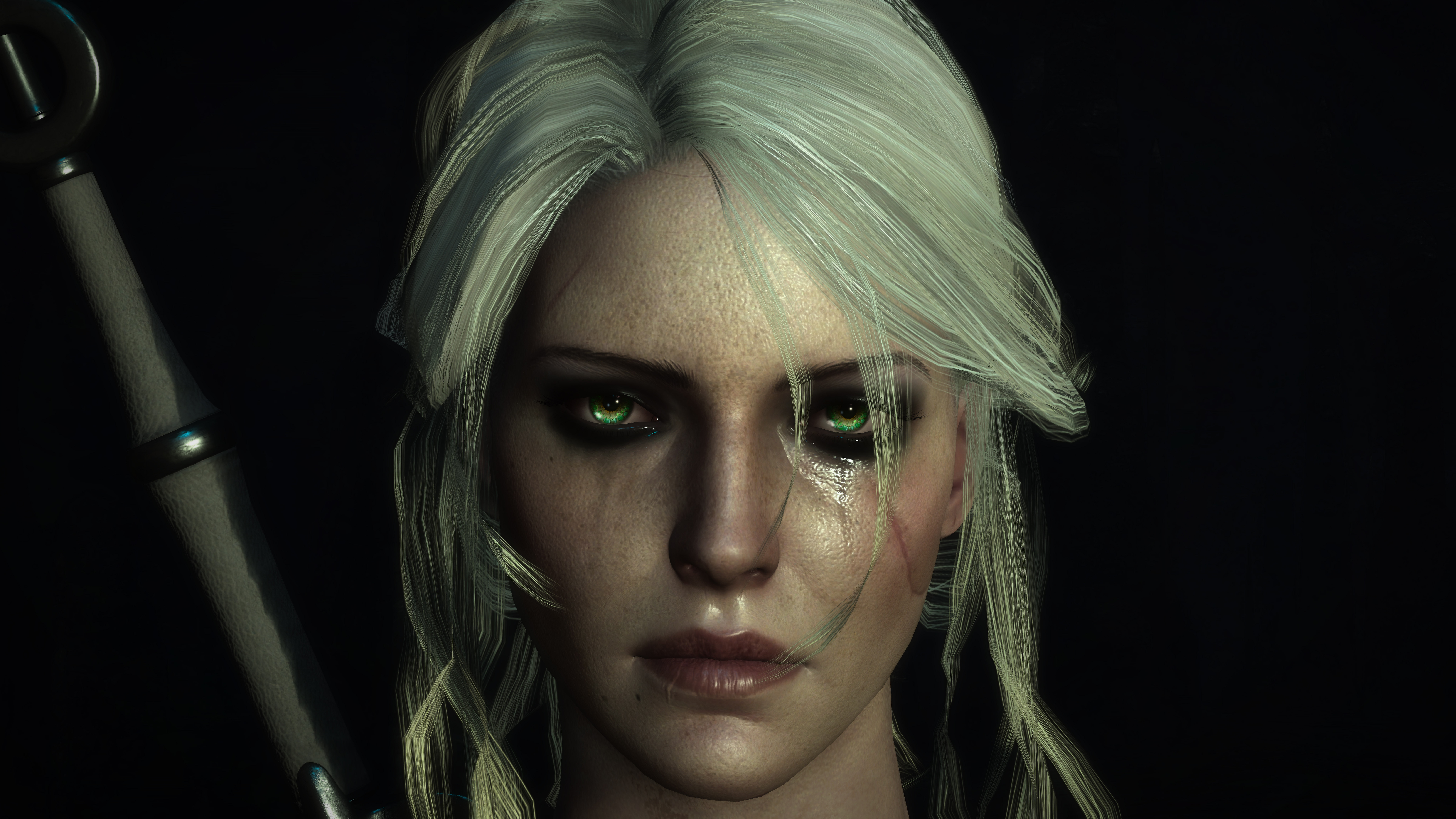 Witch Face The Witcher Cirilla Fiona Elen Riannon The Witcher 3 The Witcher 3 Wild Hunt Video Games  9600x5400
