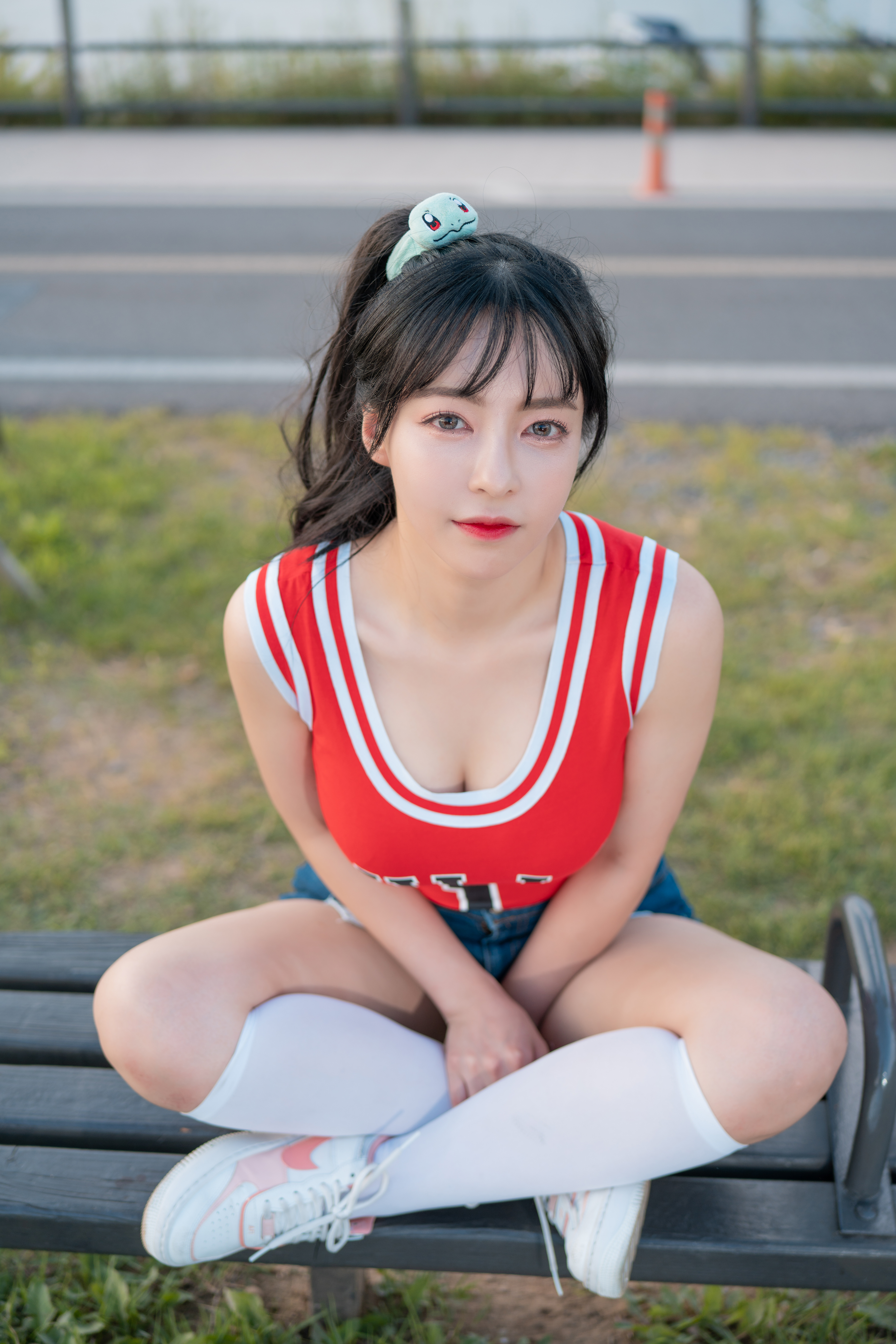 Korean Model Looking At Viewer Asian Shorts Tank Top Women Momo 6000x9000