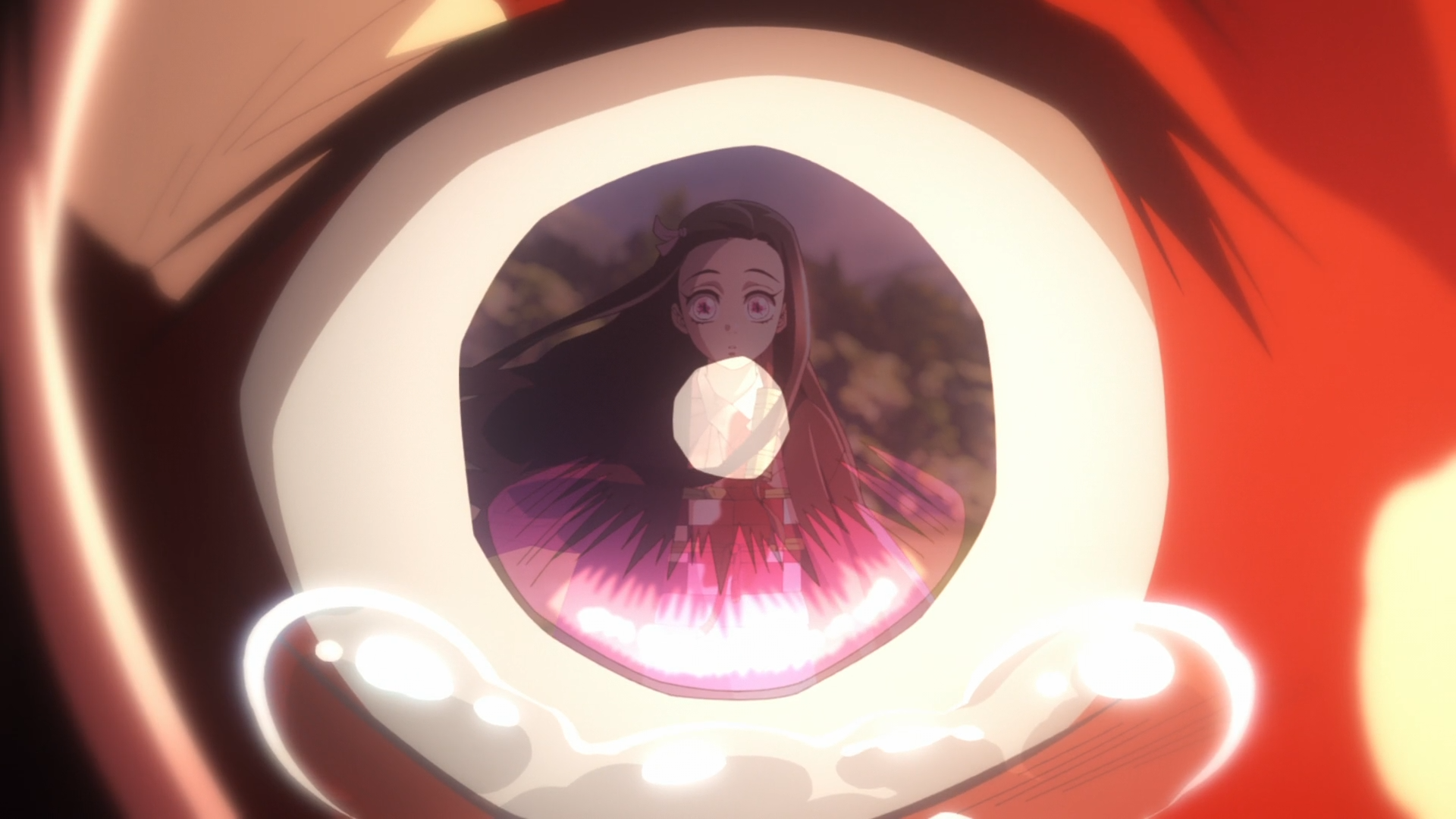 Kimetsu No Yaiba Anime Anime Screenshot Anime Boys Kamado Nezuko Kamado Tanjiro Eyes Reflection Tear 1920x1080