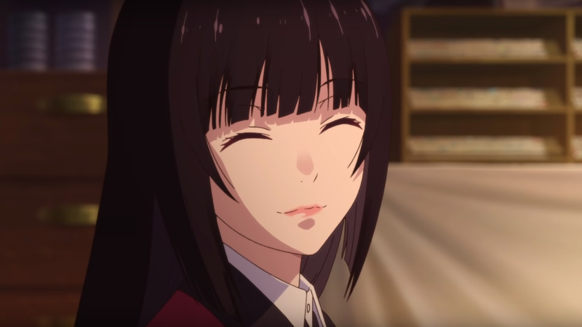 Anime Anime Girls Anime Screenshot Kakegurui Jabami Yumeko Long Hair Black Hair Solo Artwork Digital 1920x1080