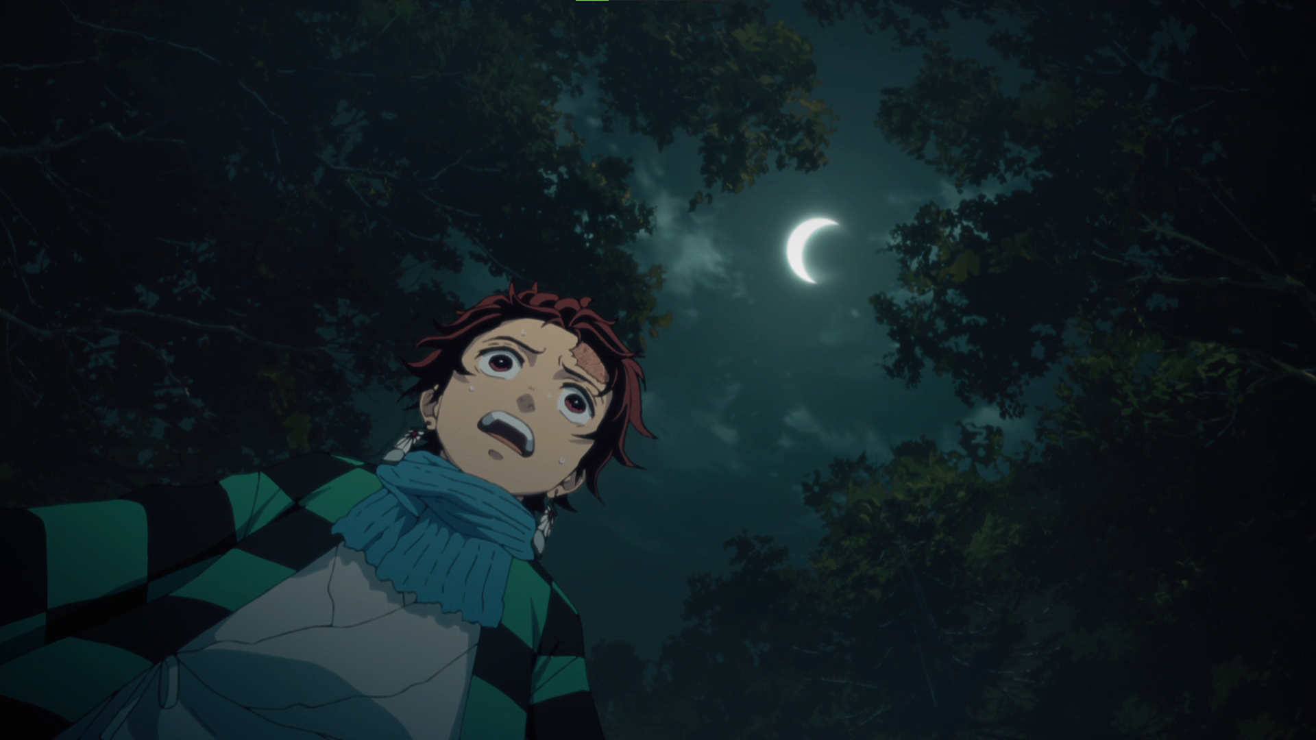 Anime Anime Screenshot Kimetsu No Yaiba Kamado Tanjiro Nature Crescent Moon Moon Anime Boys Sky Nigh 1920x1080