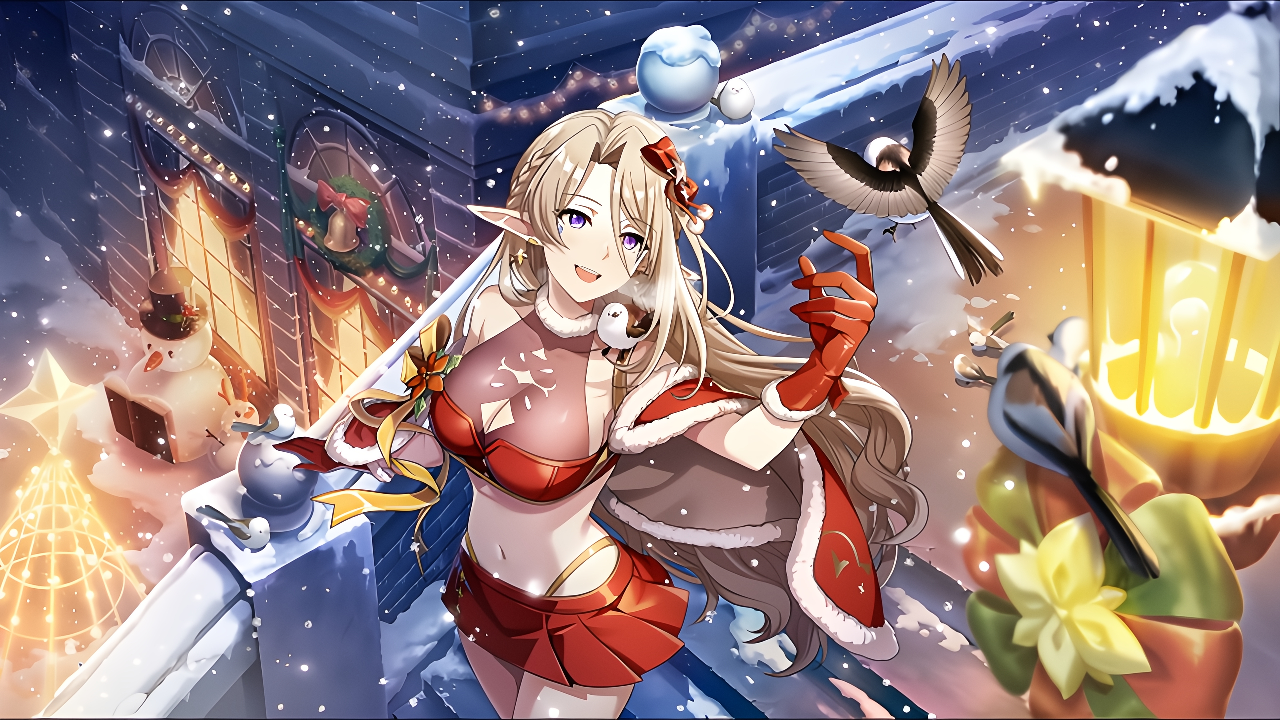 The Eminence In Shadow Beatrix The Eminence In Shadow Snow Red Clothing Smiling Anime Girls Looking  2560x1440
