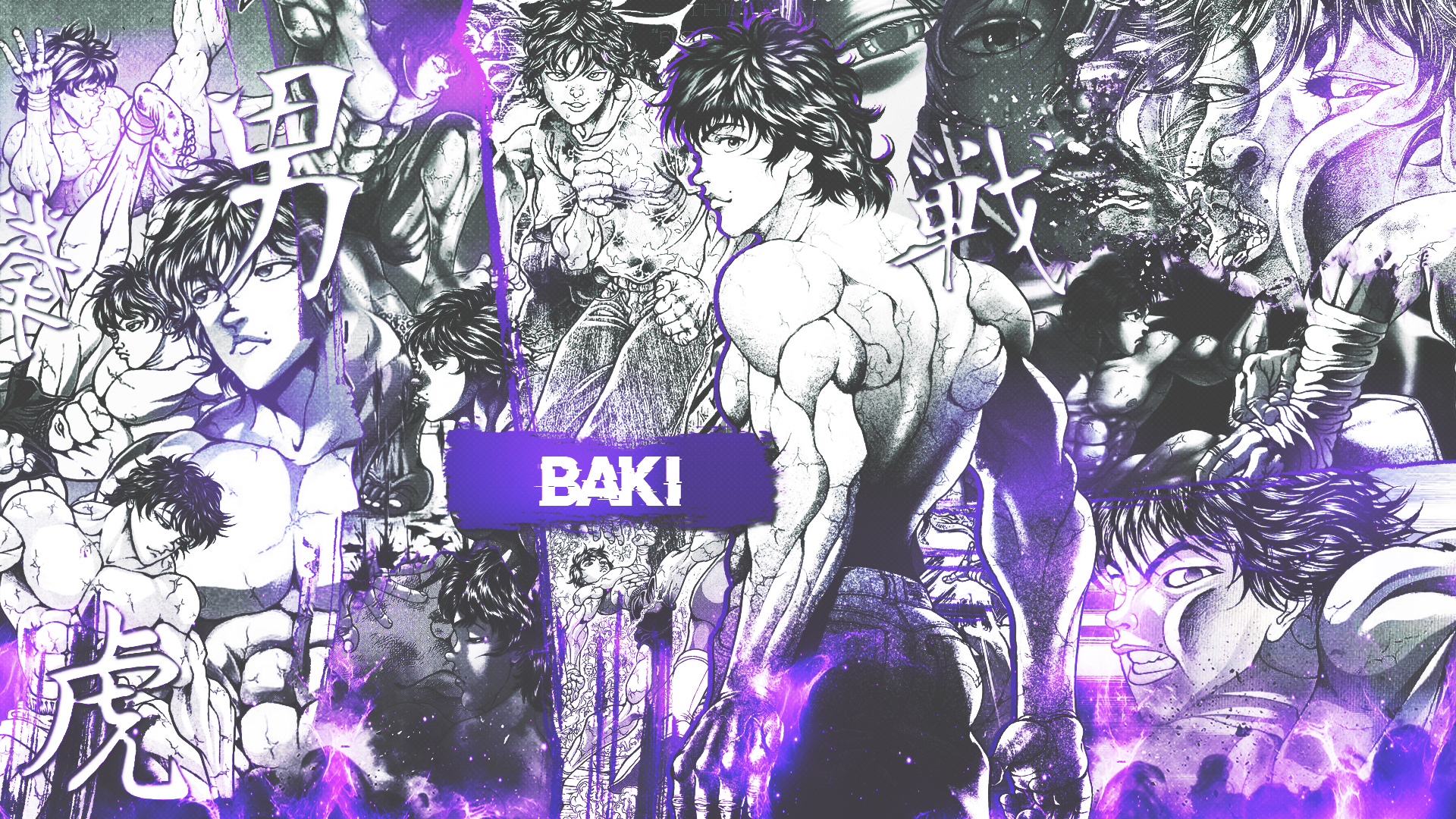 Manga Collage Baki Hanma Muscles 1920x1080