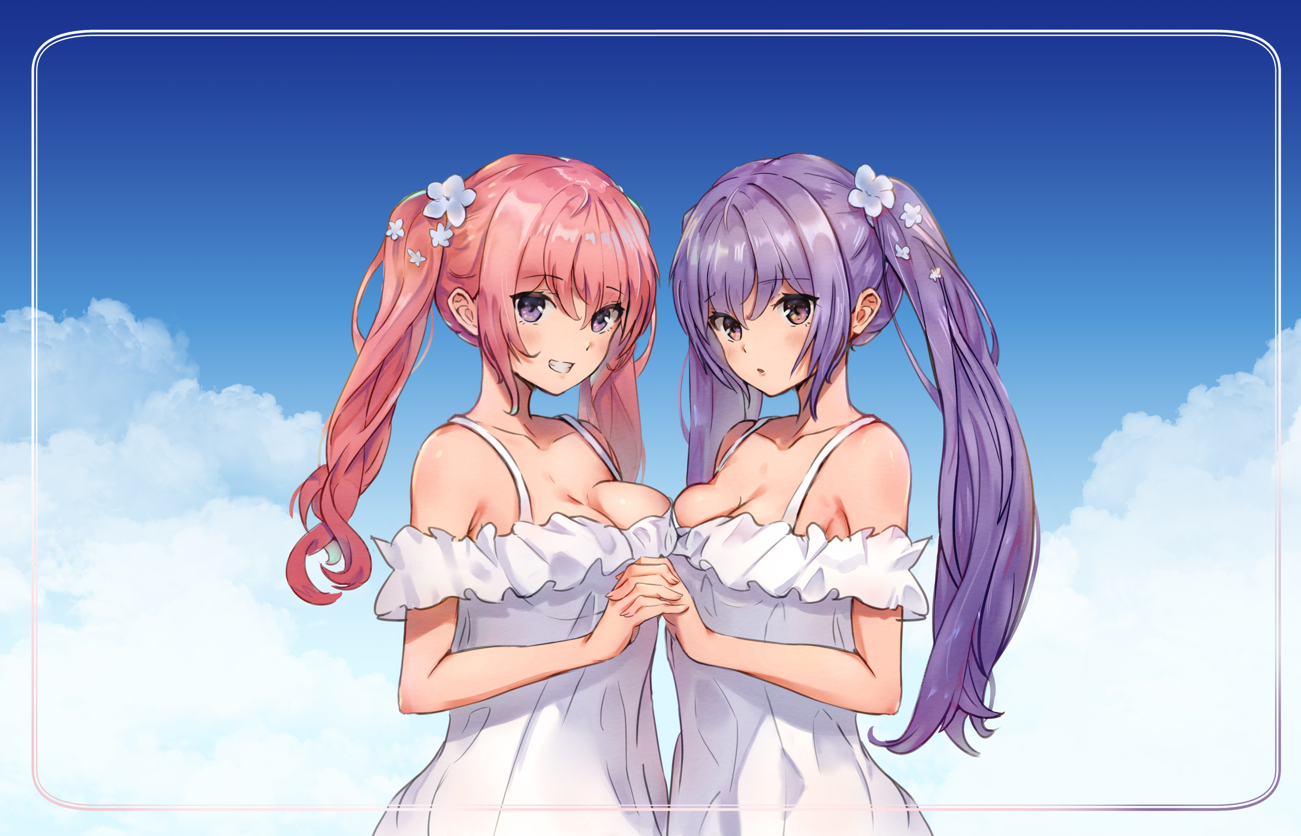 Anime Anime Girls Twins Original Characters Artwork Digital Art Fan Art 2554x1642