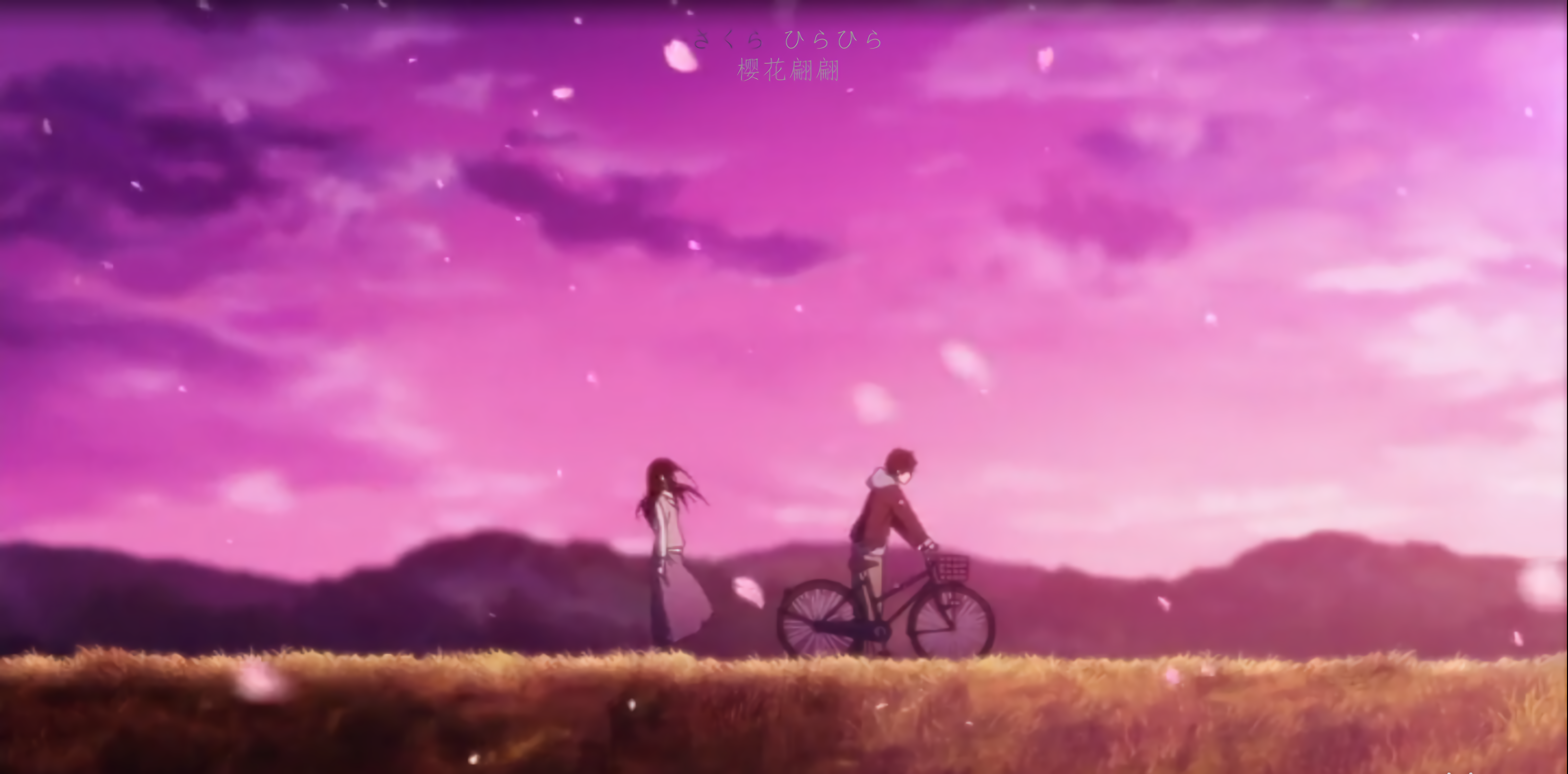 Pink Atmosphere Anime Anime Girls Anime Boys Oreki Houtarou Chitanda Eru Petals Hyouka 6400x3160
