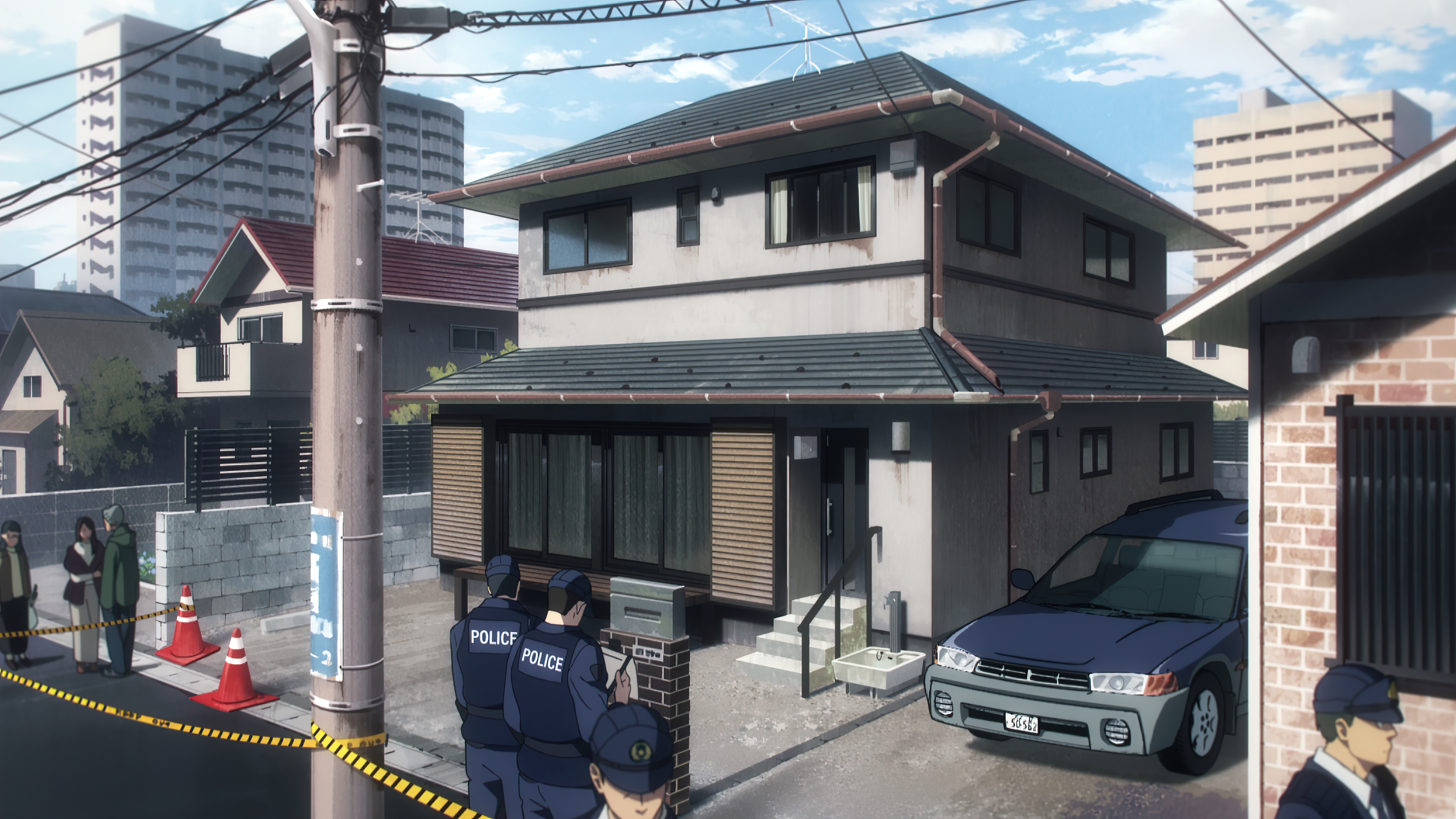 Anime Chainsaw Man 4K Anime Screenshot Car Police Anime Men Building 3840x2160