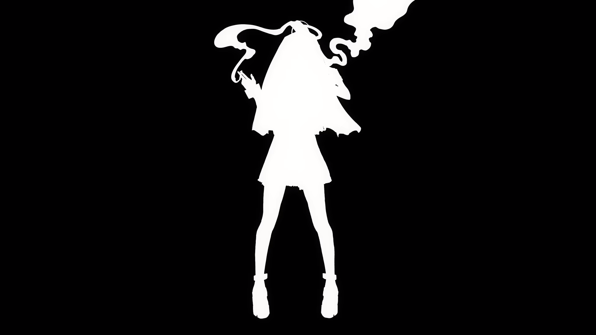 PinnochioP Hatsune Miku Cigarettes Nun Outfit Nimbus Dark Background Simple Background Dark Silhouet 1920x1080