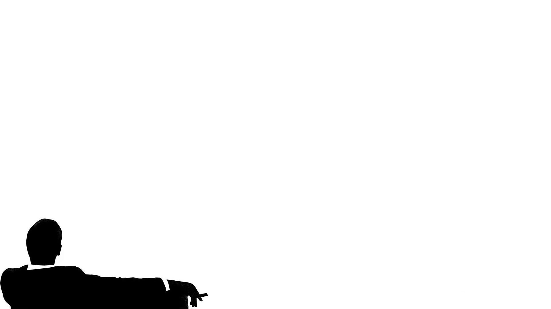 Mad Men TV Series Smoking Cigarettes Don Draper Silhouette Relaxing Minimalism Simple Background Whi 1920x1080