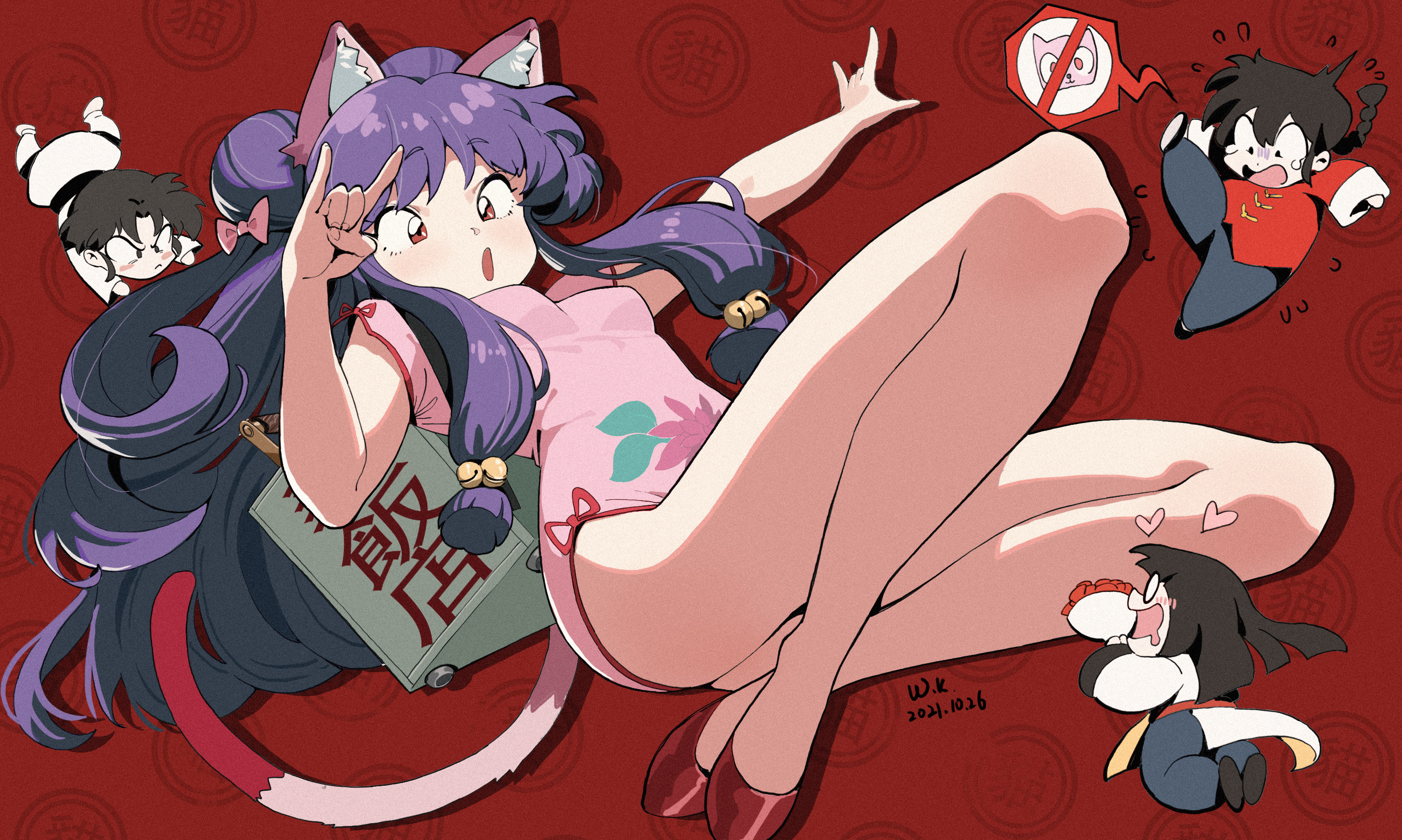 Waterkuma Pixiv Anime Girls Cat Girl Anime Boys Cat Ears Cat Tail 3000x1797
