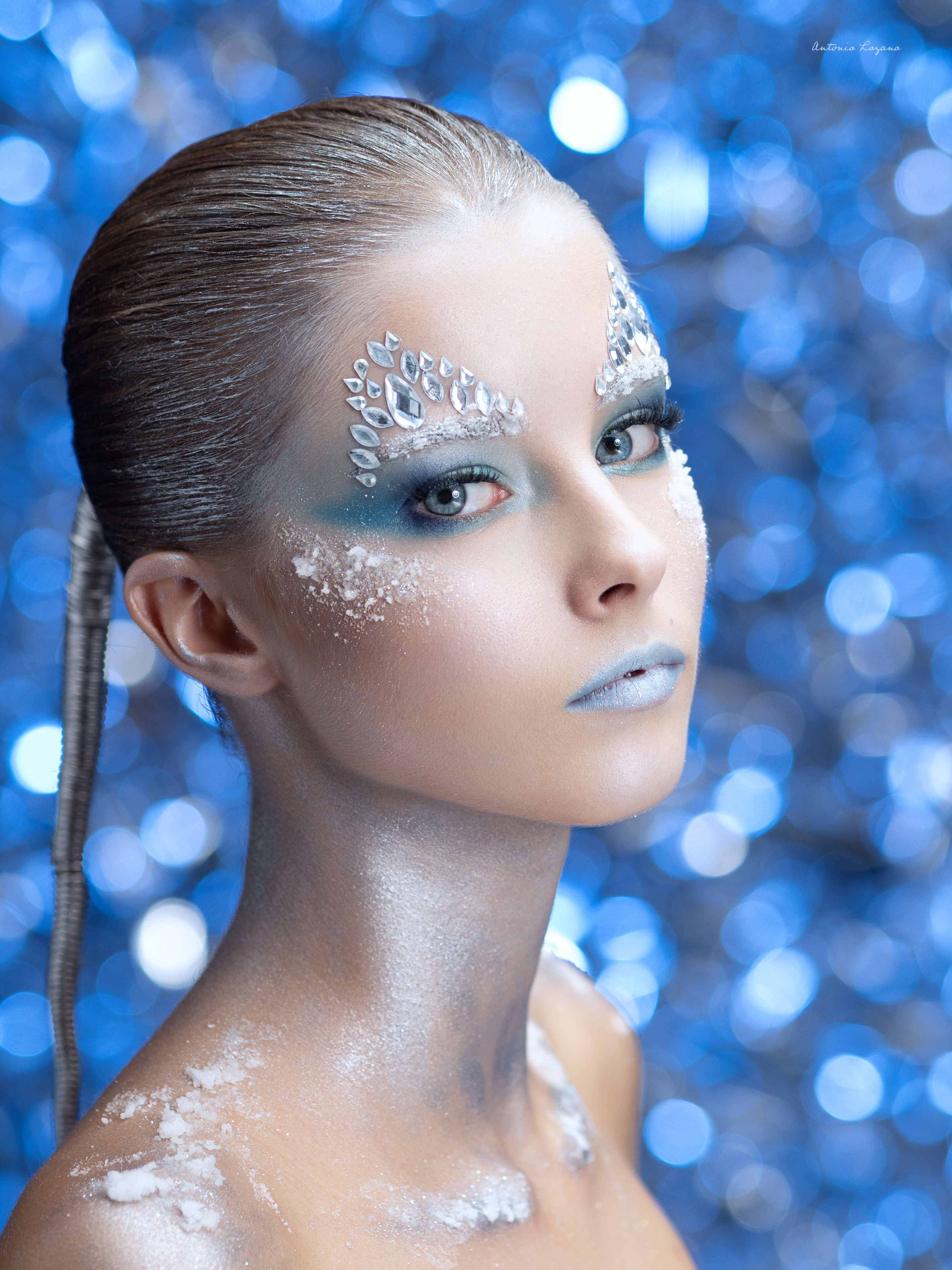 Antonio Lozano Women Portrait Makeup Glamour Snowflakes Portrait Display Closeup 3818x5091
