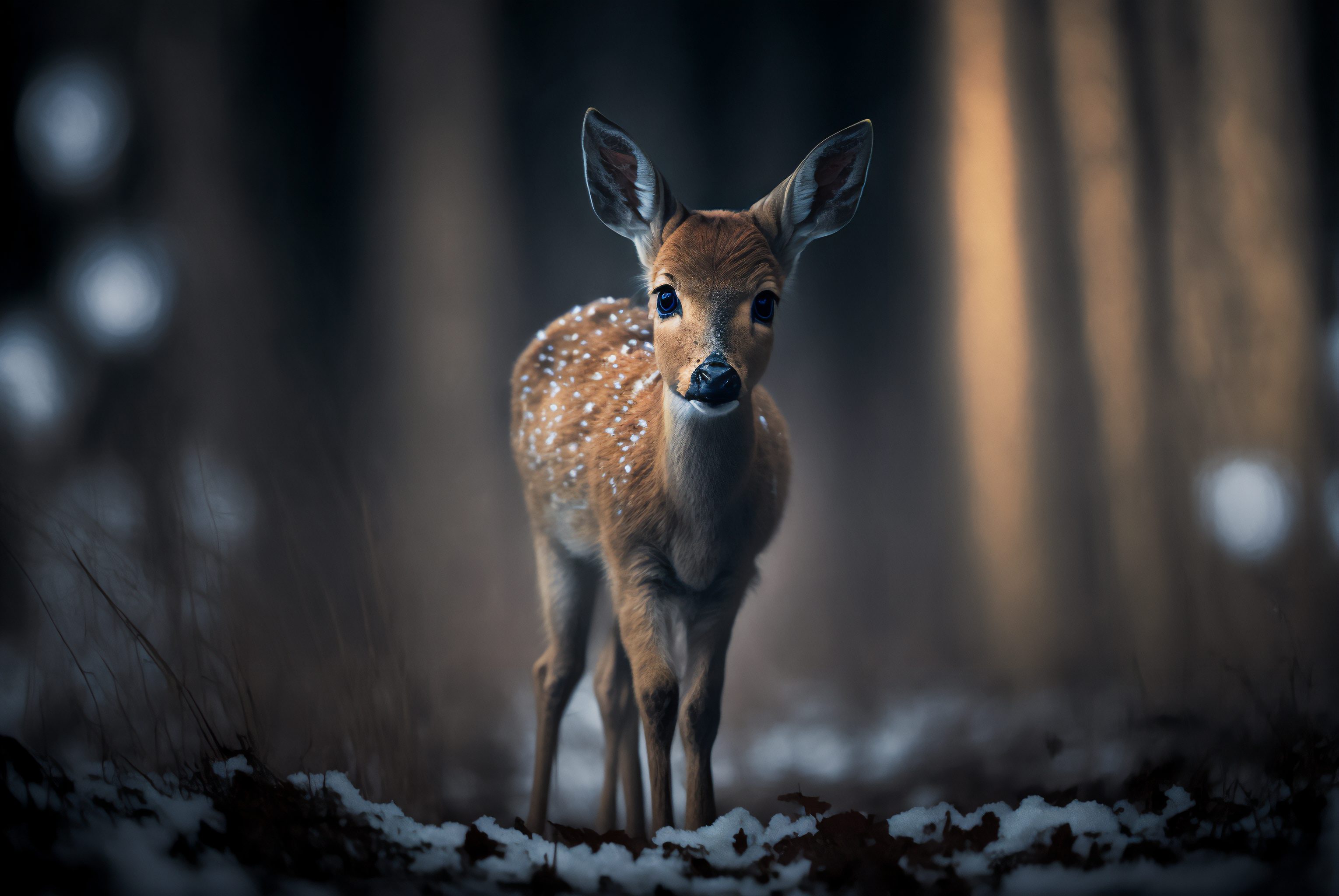 Ai Art Fawns Forest Winter Dawn Animals 3060x2048