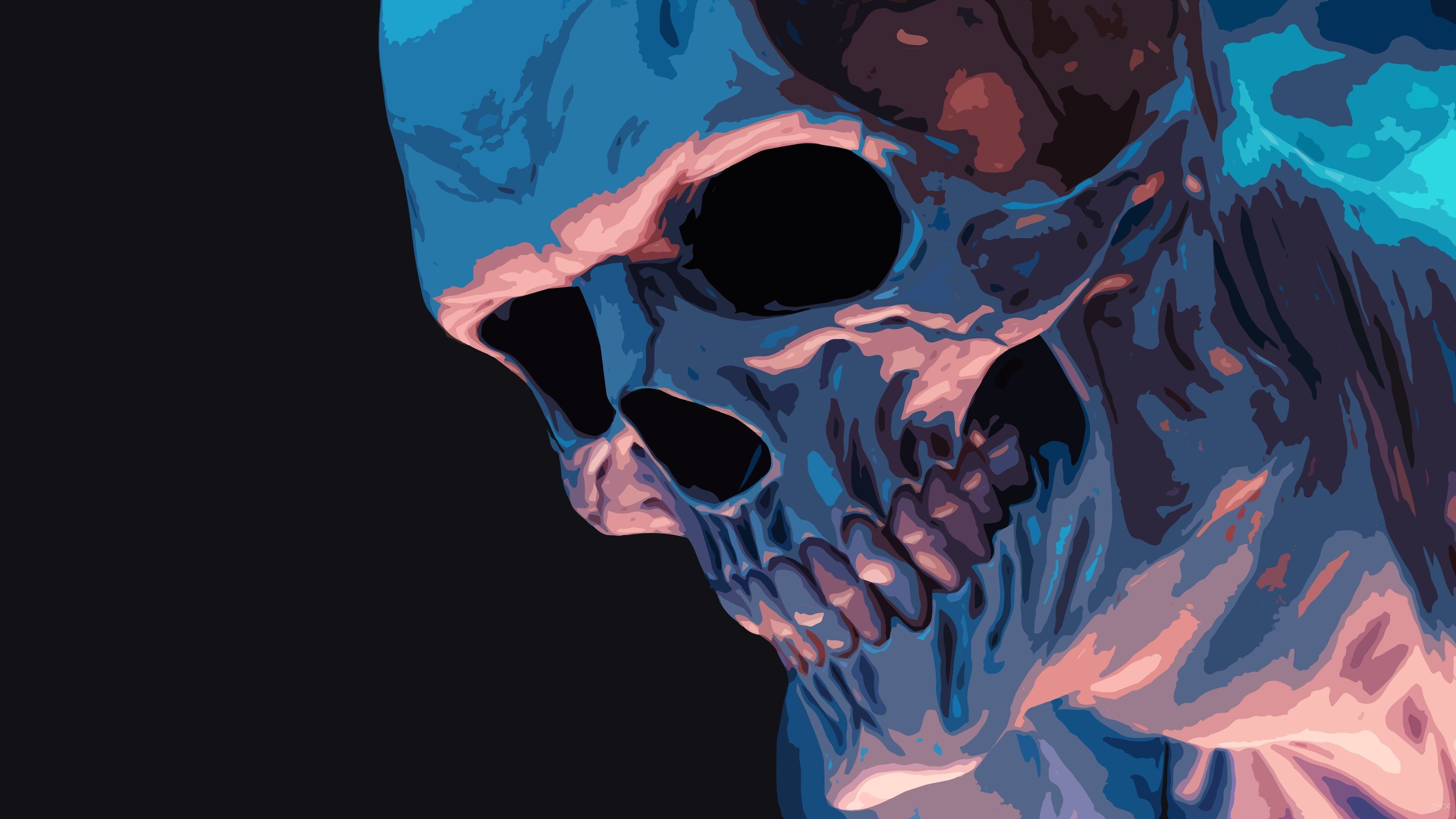 Skull Face Bones Skull And Bones Simple Background Black Background Teeth Minimalism 3840x2160