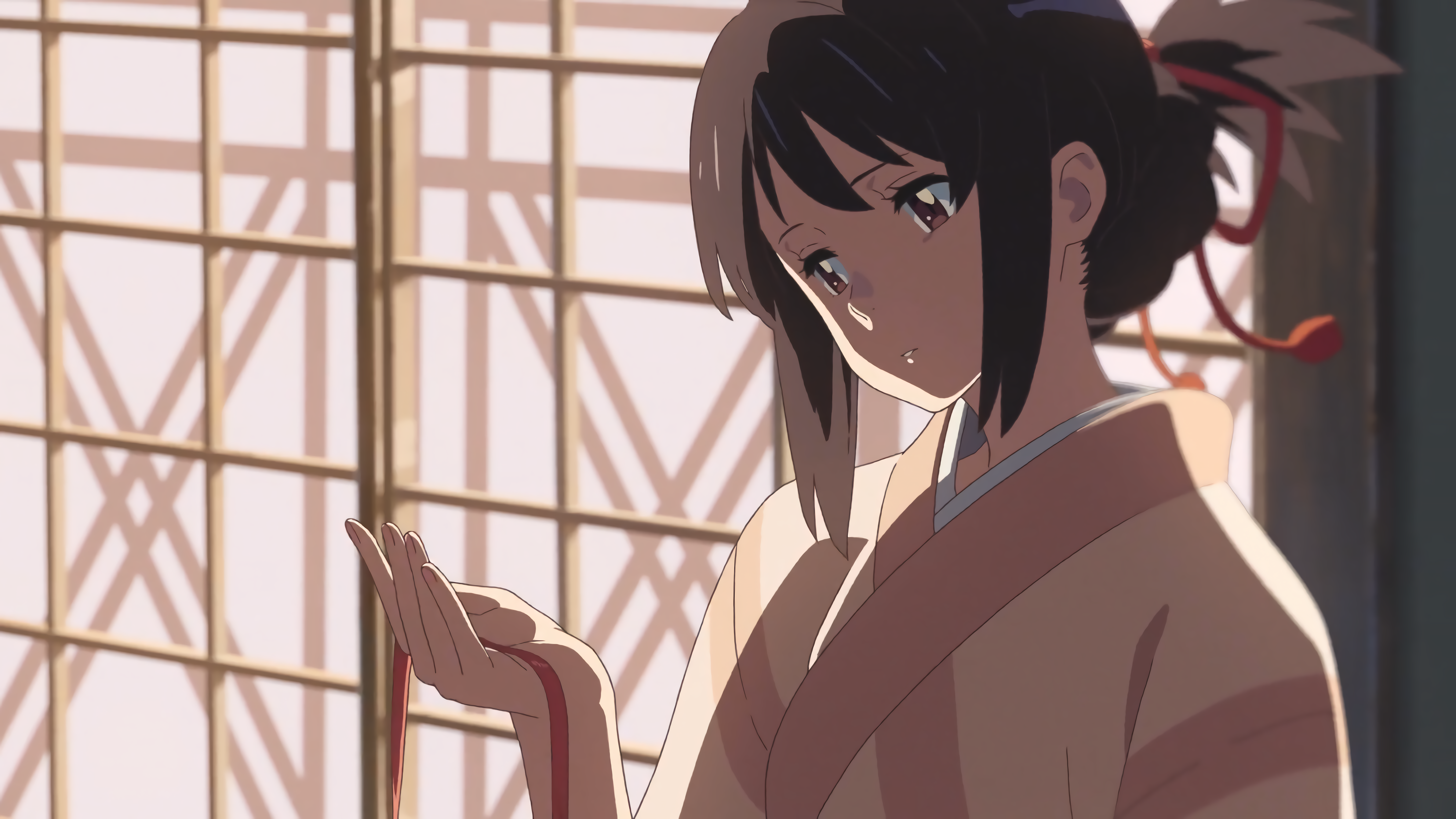 Anime Girls Pink Kimono Miyamizu Mitsuha Kimi No Na Wa Anime Screenshot 7680x4320
