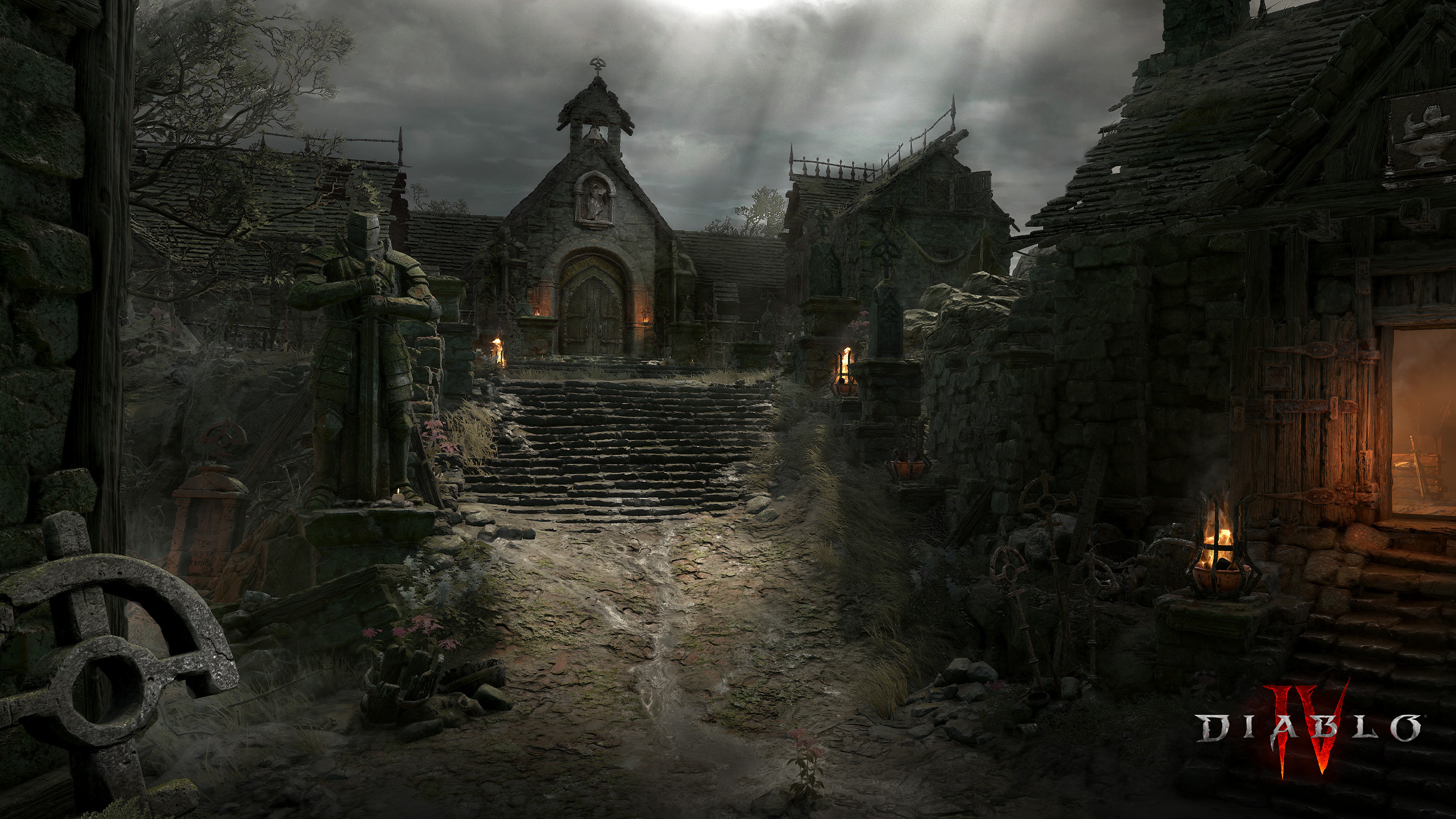 Diablo Diablo IV Video Games Stairs Video Game Art Clouds Sky Sunlight 2560x1440