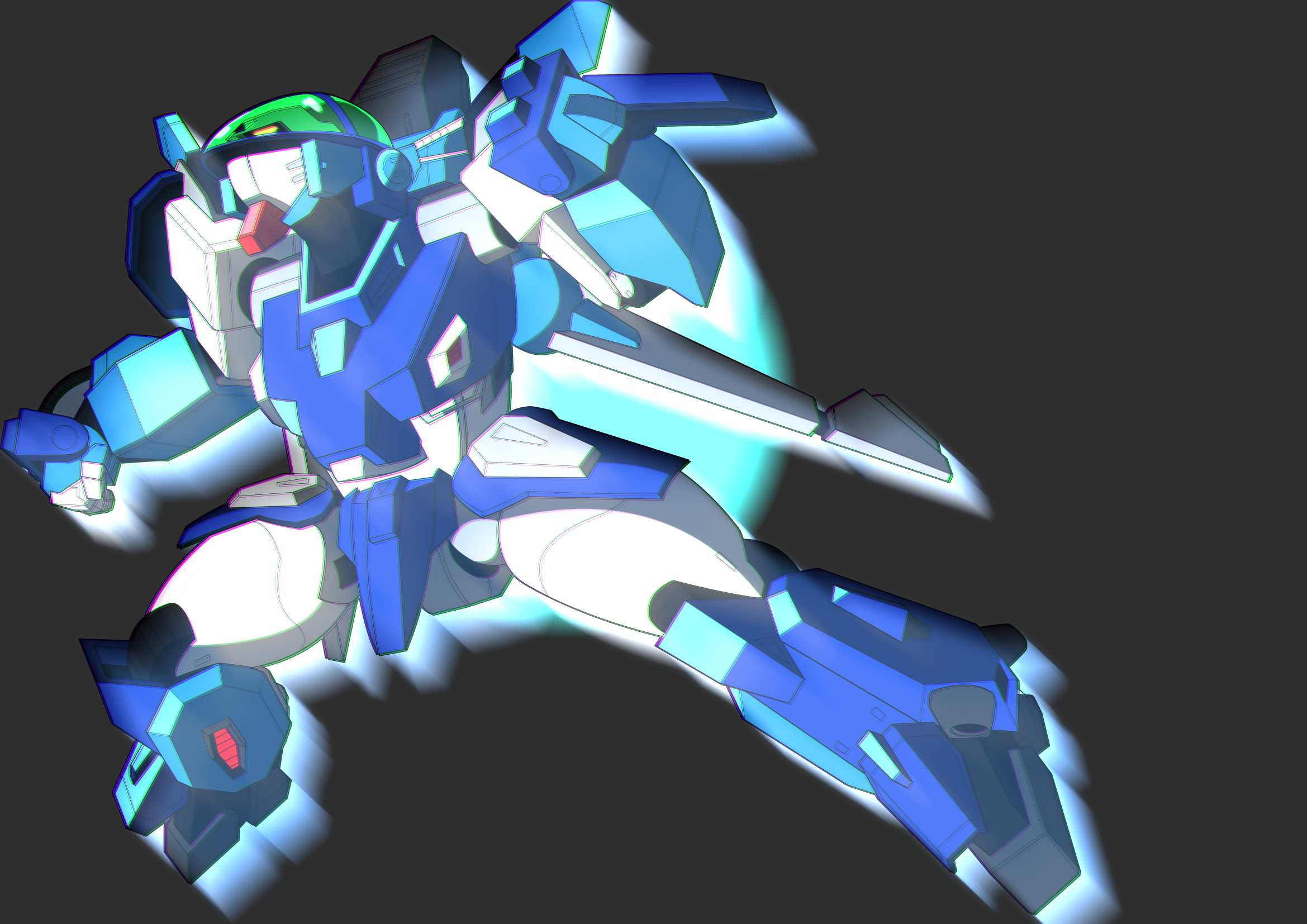 Anime Mechs Layzner Blue Meteor SPT Layzner Super Robot Taisen Artwork Digital Art Fan Art 2339x1654