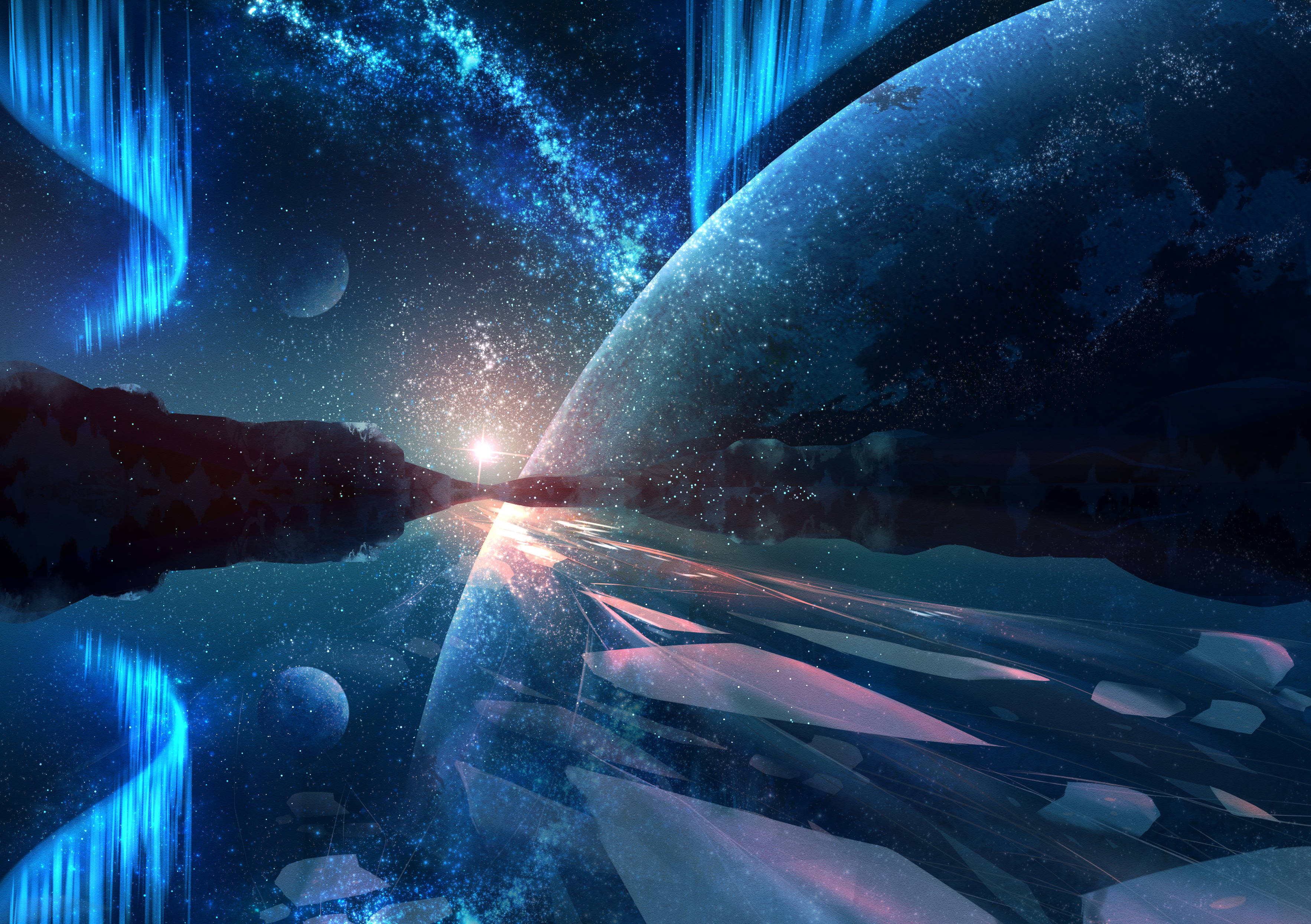 Tsuchiya Aurorae Universe Abstract Planet 3531x2489