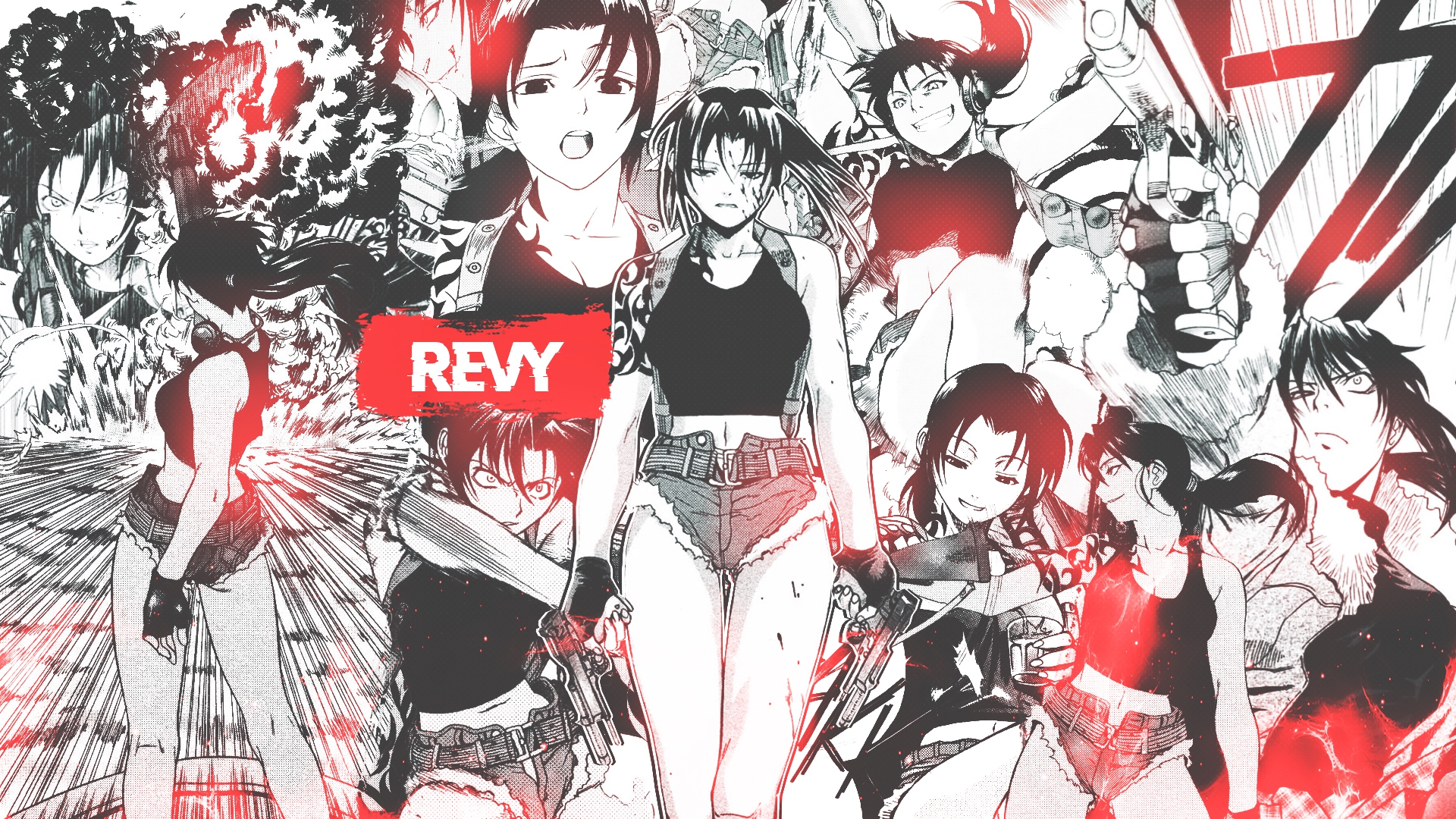 Manga Collage Anime Girls Revy Black Lagoon Gun DinocoZero 1920x1080