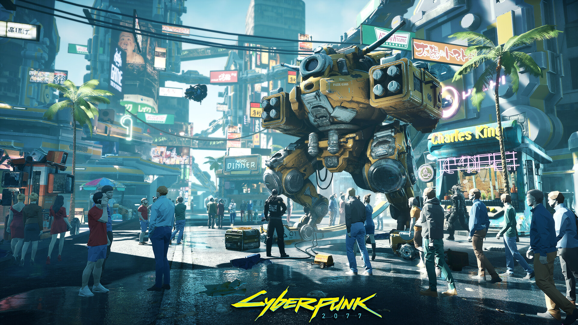 Cyberpunk 2077 Ready Player One City Video Games People Video Game Art Robot Futuristic 1920x1080