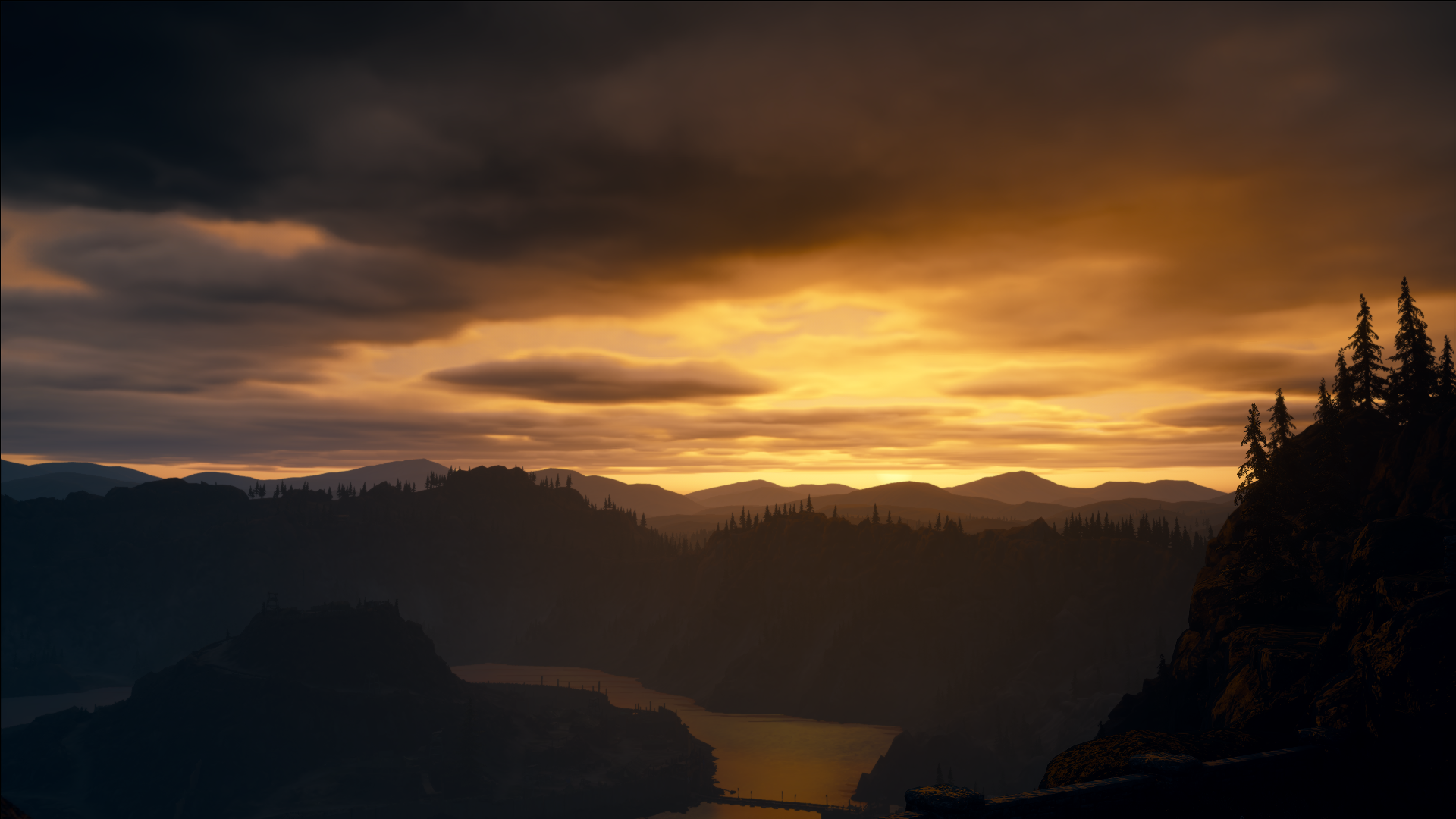 Days Gone Video Games Sunrise Landscape Apocalyptic Clouds 1920x1080