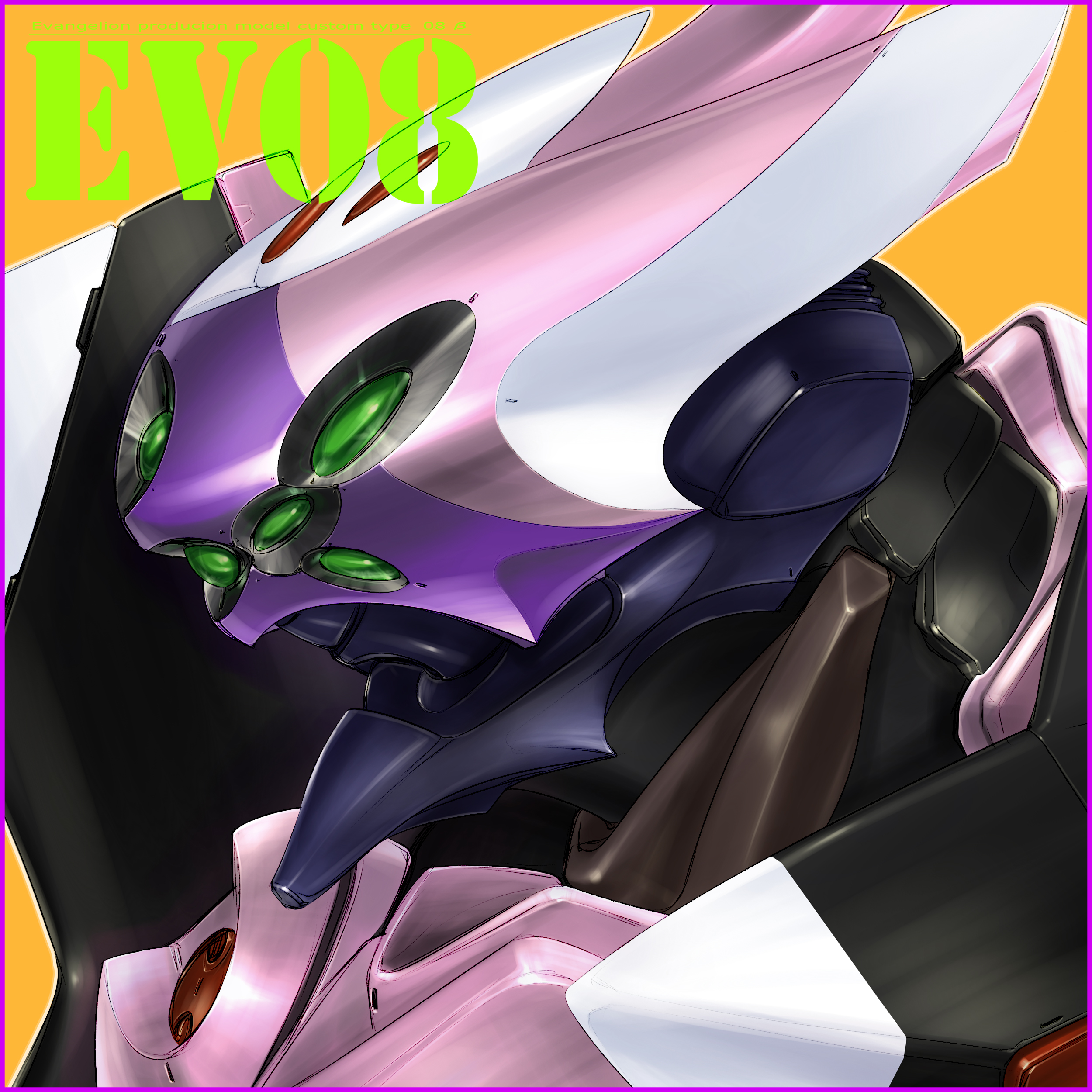 EVA Unit 08 Neon Genesis Evangelion Super Robot Taisen Mechs Anime Artwork Digital Fan Art 2500x2500