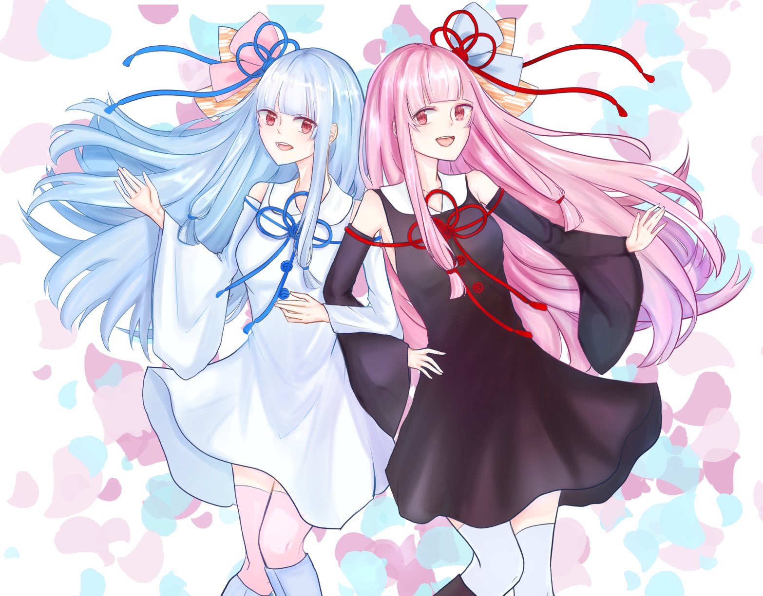 Kotonoha Akane Kotonoha Aoi Voiceroid Twins Long Hair Pink Hair Blue Hair Anime Anime Girls Artwork  1566x1225